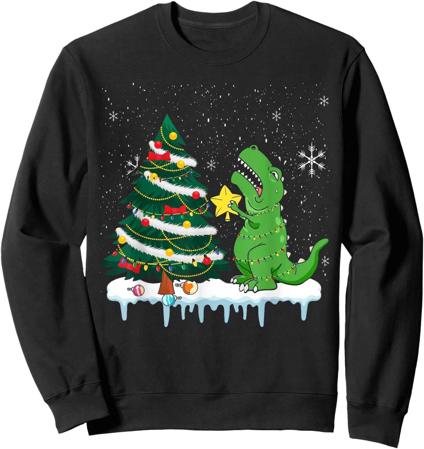 Struggle Is Real Dinosaur T Rex Christmas Tree Star Kids Sweatshirt - Sweatshirt | Black