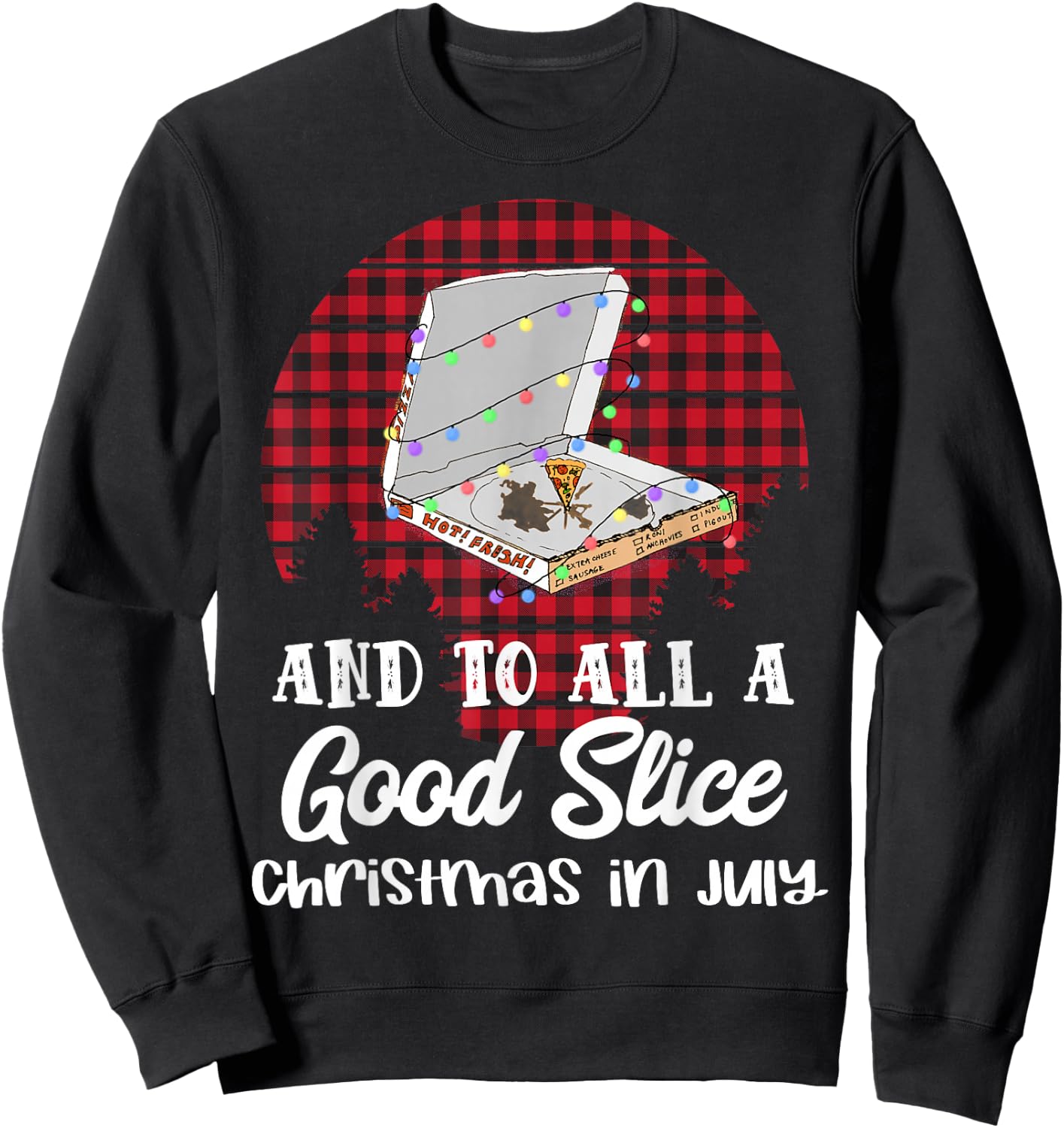 Funny Pizza Christmas in July Summer Beach Vacation Men Women Kids Sweatshirt - Sweatshirt | Black