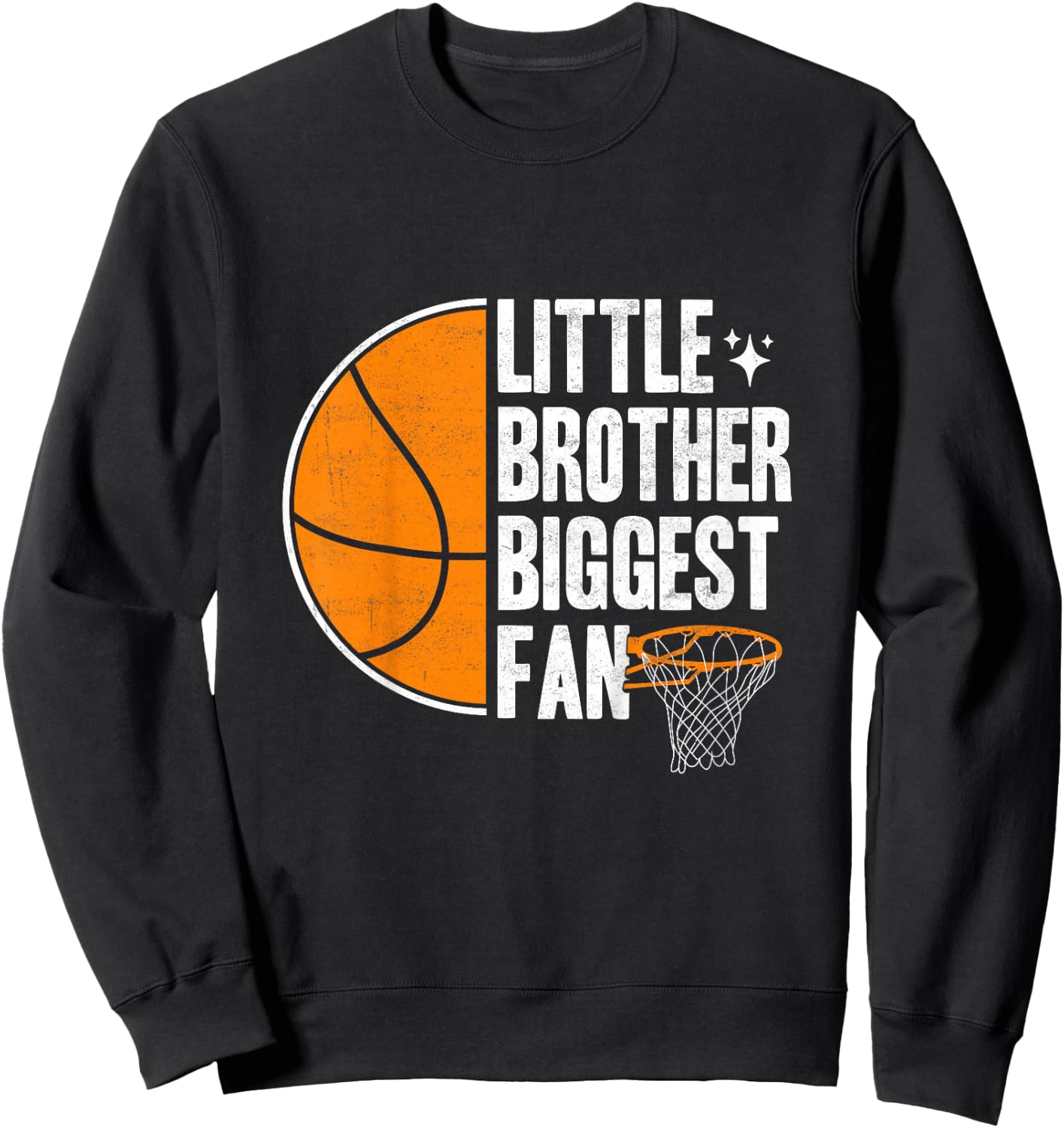 Kids Basketball Little brother Biggest Fan Basketball brother Sweatshirt - Sweatshirt | Black