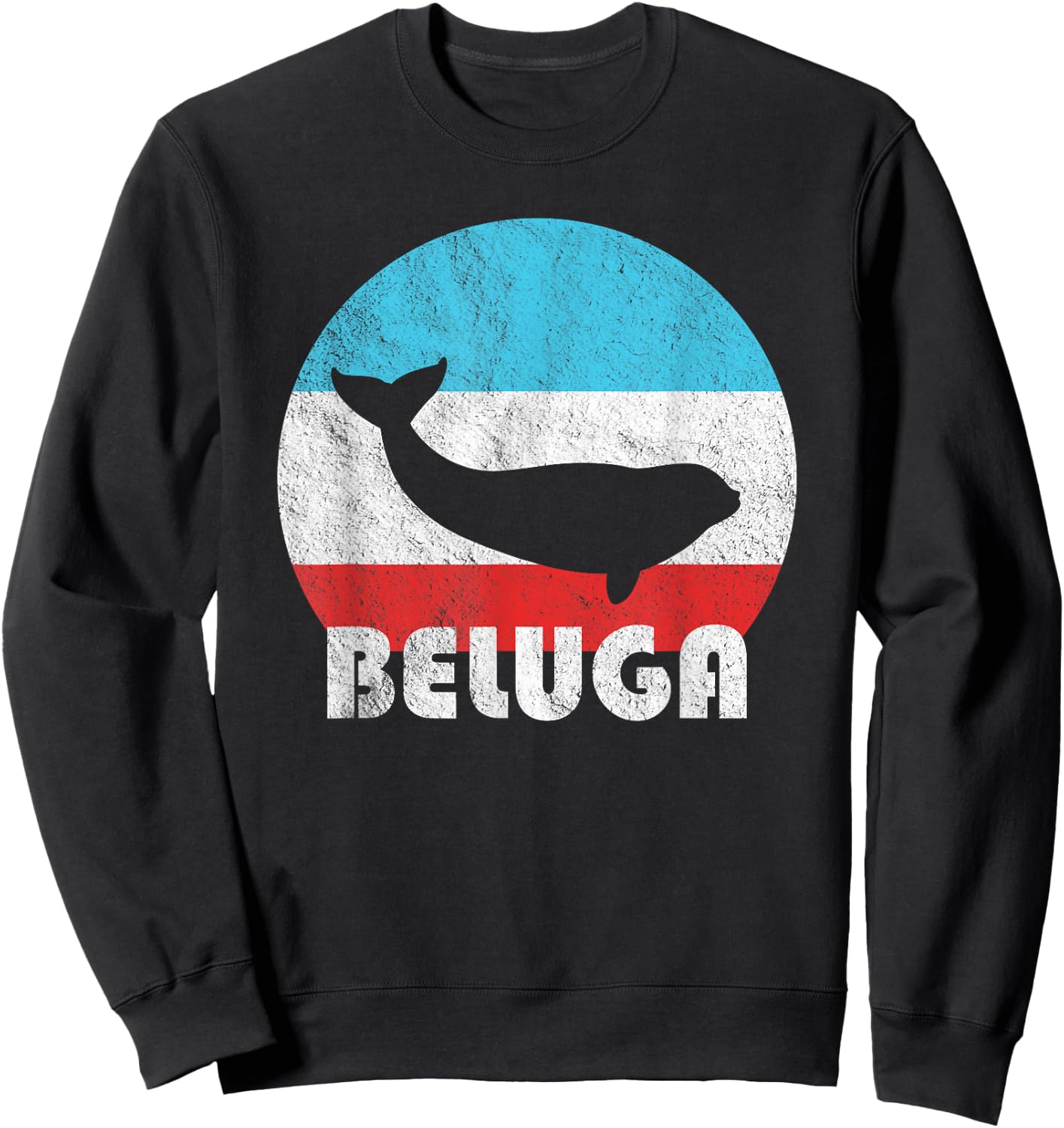 Beluga Whale Vintage Retro Silhouette Gift Sweatshirt - Sweatshirt | Black