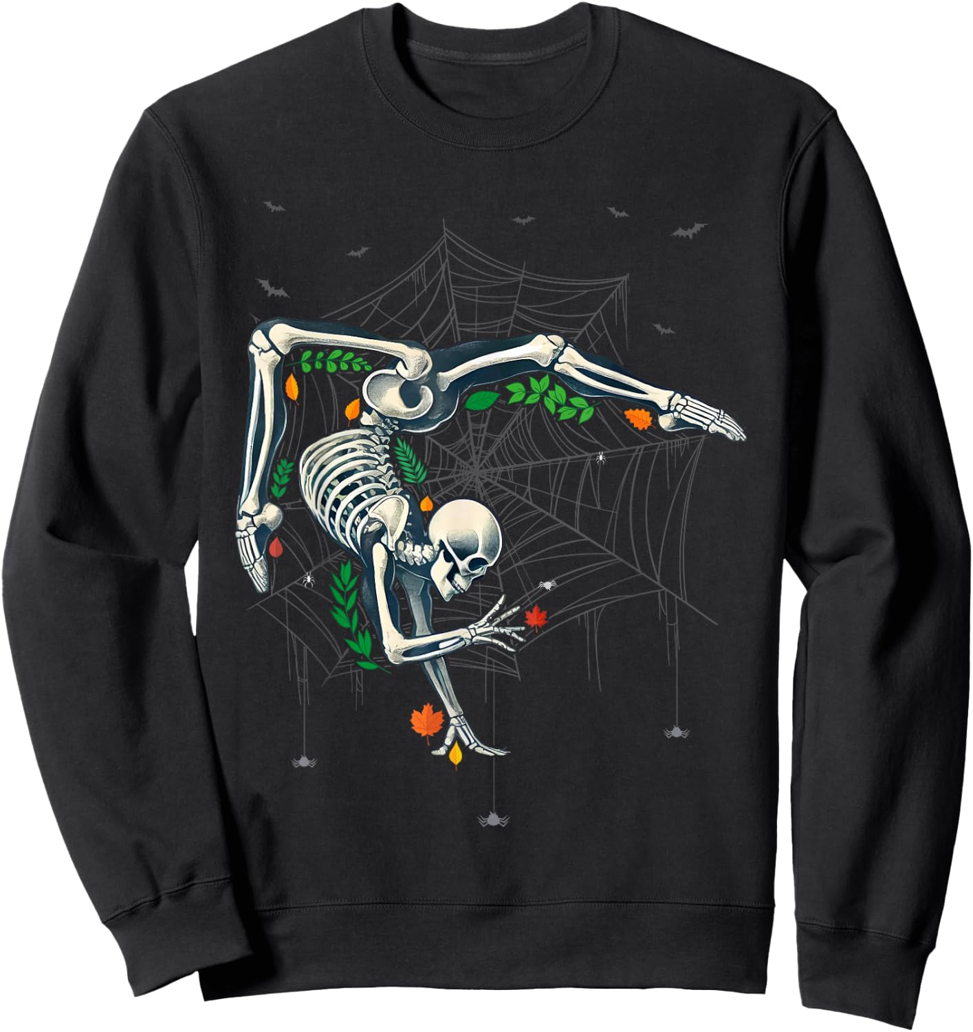 Skeleton Gymnast Lazy Halloween Costume Funny Gymnastics Sweatshirt - Sweatshirt | Black