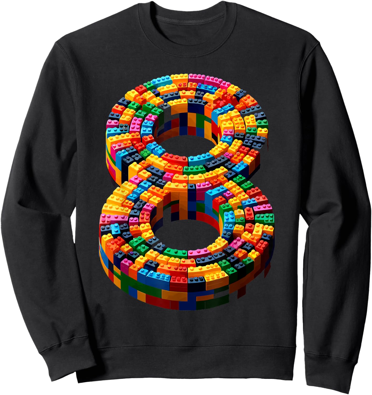 8 Year Old Blocks Building Master Builder 8th Birthday Boy Sweatshirt - Sweatshirt | Black