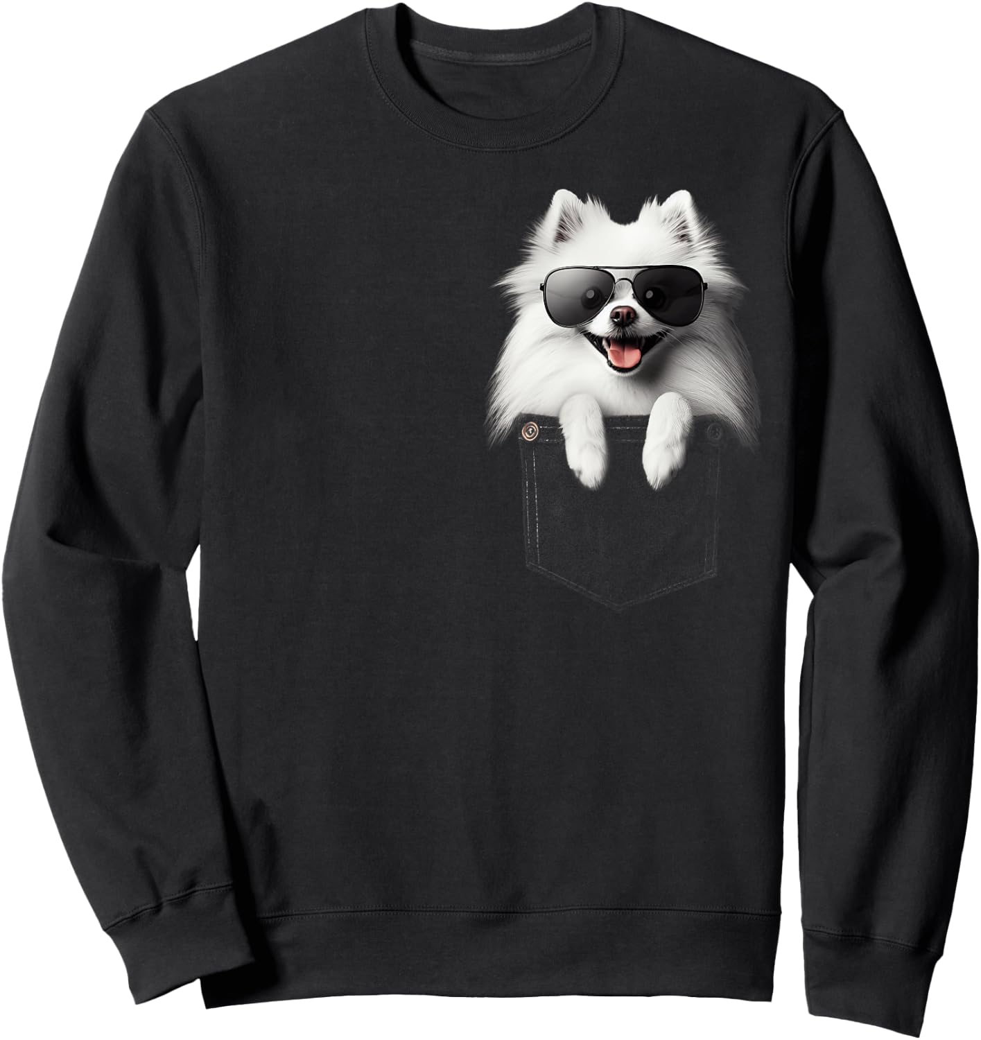 Pocket American Eskimo Dog Cute Dog Lover Owner Gift Sweatshirt - Sweatshirt | Black