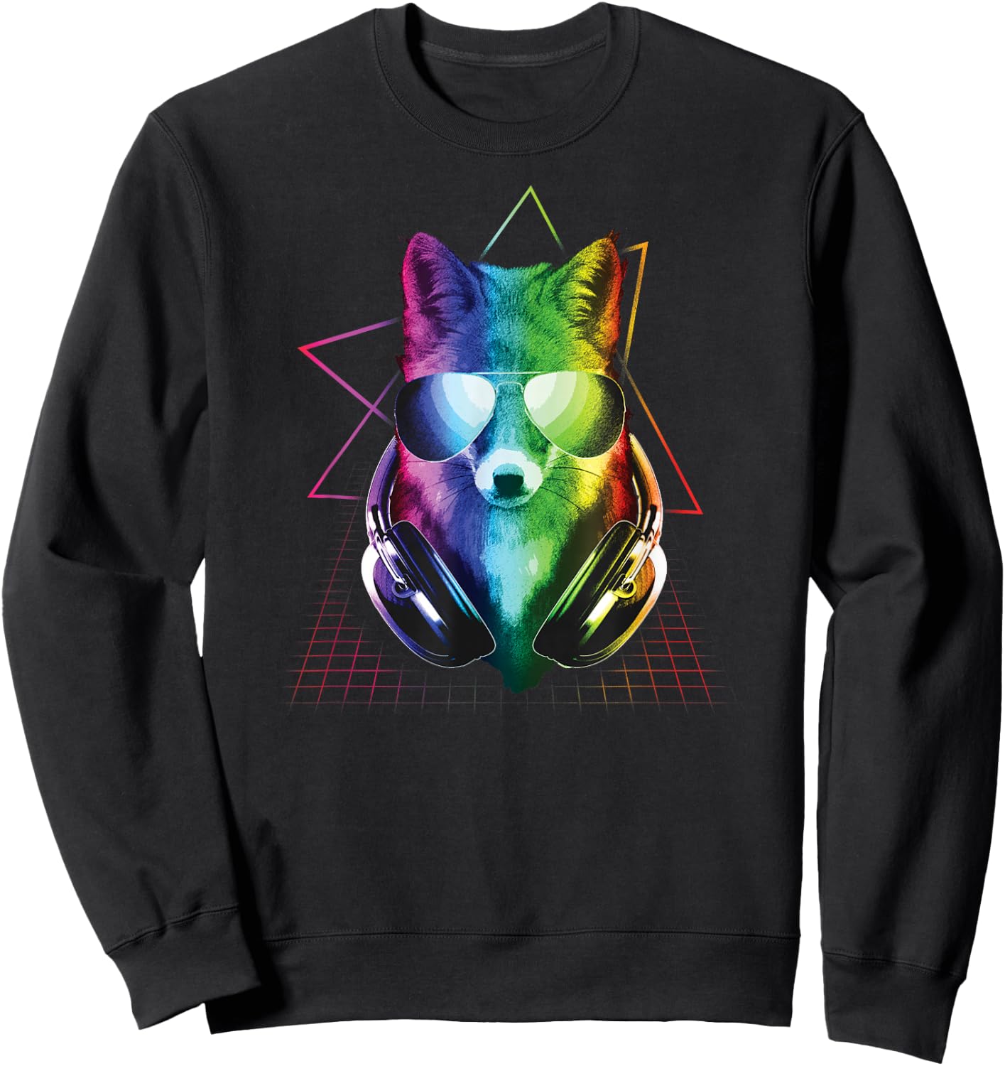 Fox Shirt, DJ Music Rave Shirt, Fox Art Sweatshirt - Sweatshirt | Black