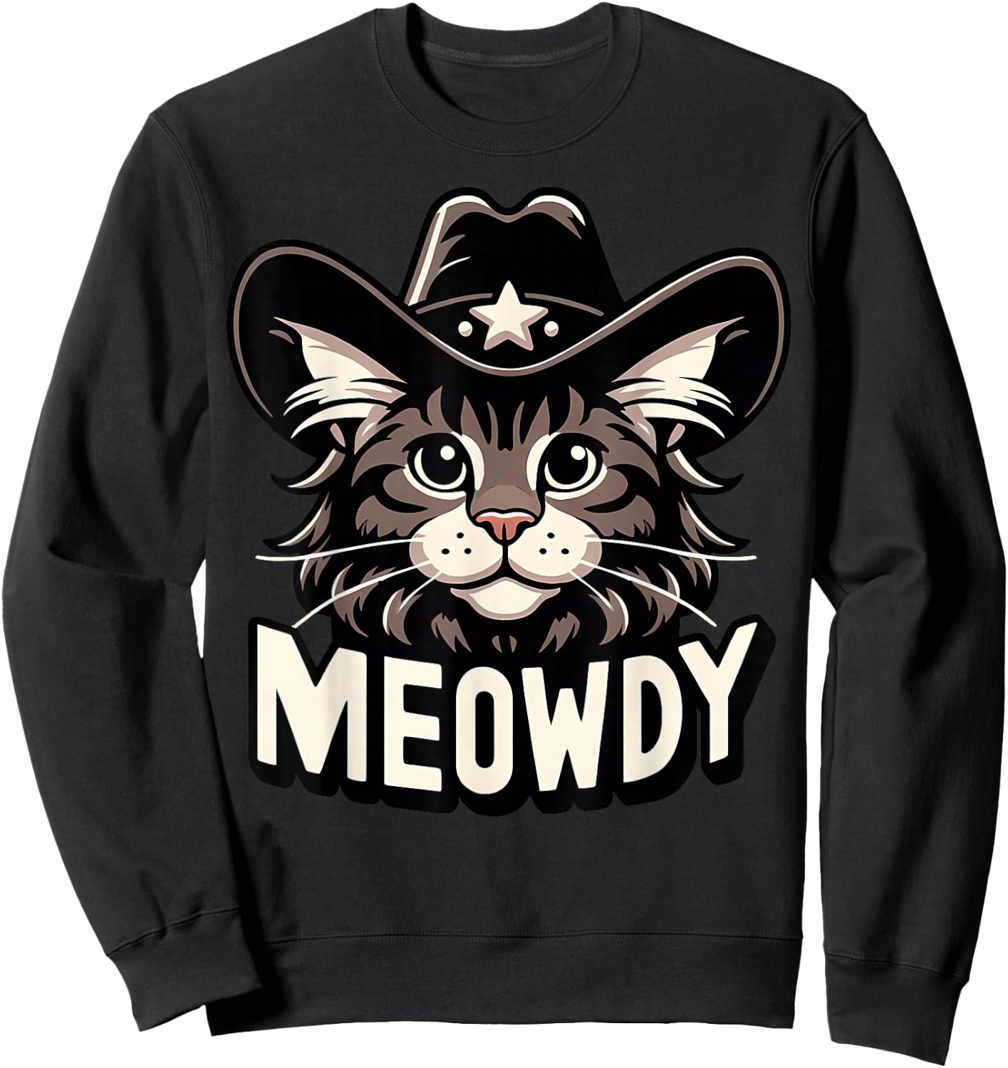 Meowdy Funny Cat Maine Coon Country Music Cowboy Kitten Sweatshirt - Sweatshirt | Black