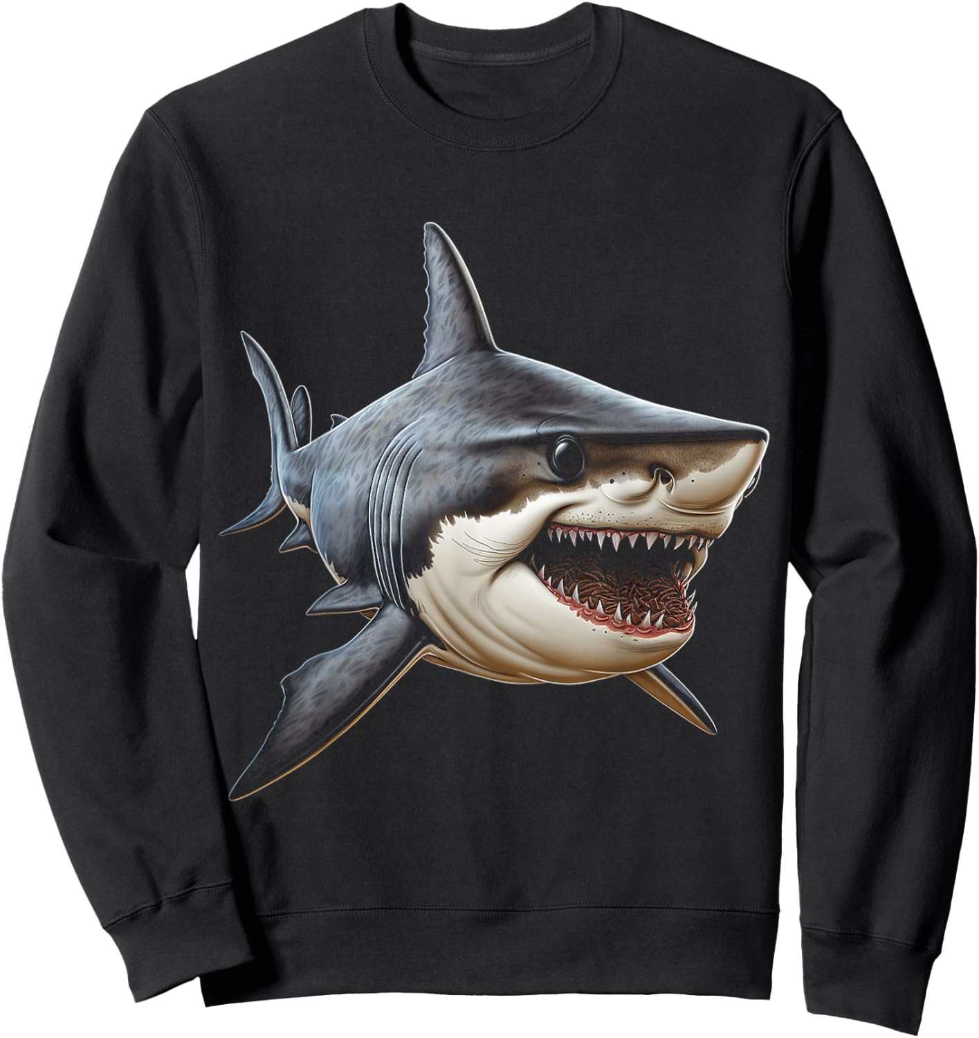 Shark Animal Motif Art Shark Sweatshirt - Sweatshirt | Black