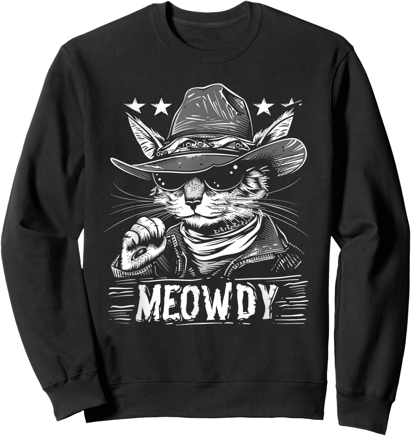 Meowdy Cat, Cowboy Kitten, Country Music Sweatshirt - Sweatshirt | Black