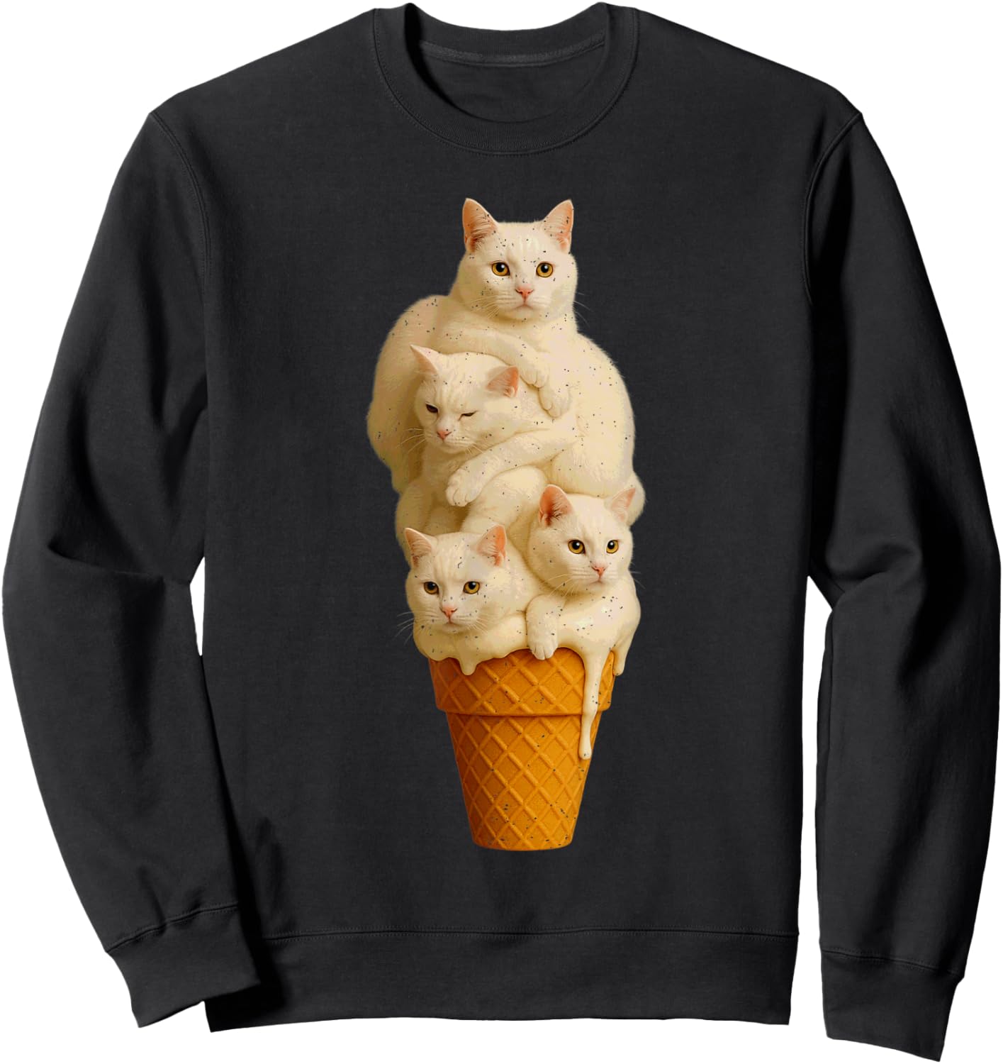 Cat Ice Cream Cute Pet Kitten Lover Feline Summer Vibes Sweatshirt - Sweatshirt | Black