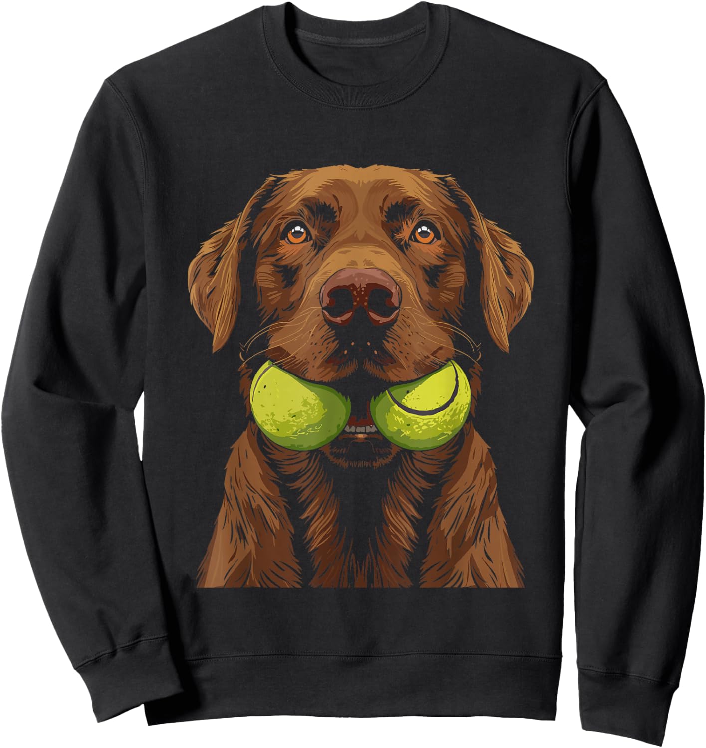 Funny Dog Biting Yellow Tennis Ball Dog Sweatshirt - Sweatshirt | Black