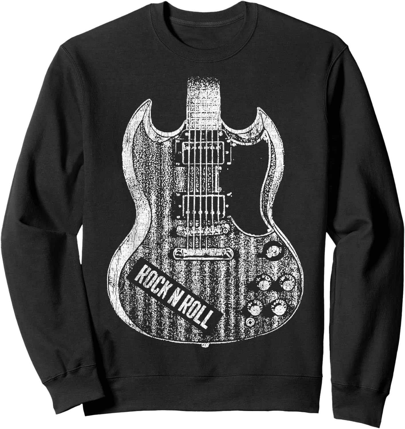 Rock and Roll Guitar Vintage ROCK Music Sweatshirt - Sweatshirt | Black