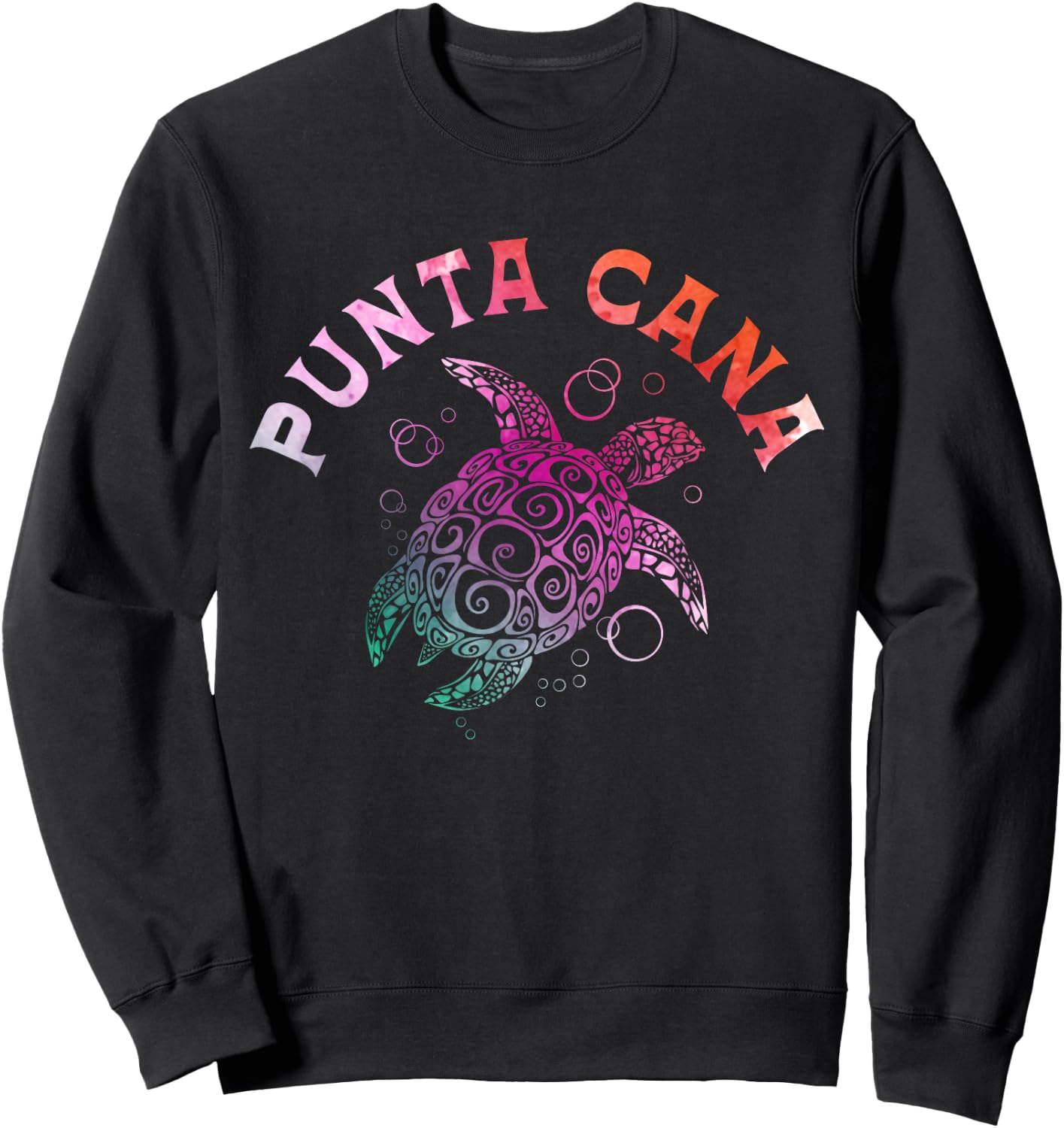 Punta Cana Tribal Sea Turtle Souvenir Beach Vacation Sweatshirt - Sweatshirt | Black