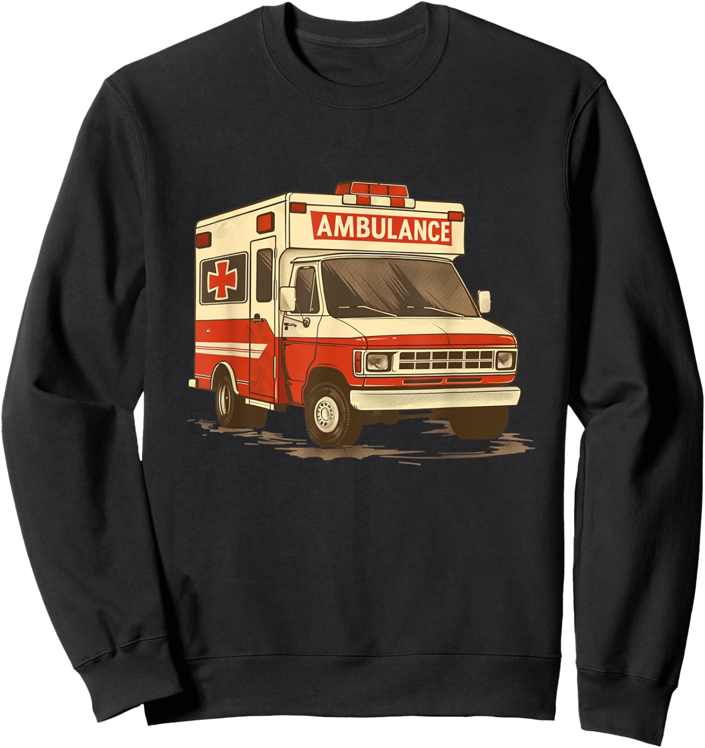 Red Ambulance Vehicle Costume for Adults and Kids Sweatshirt - Sweatshirt | Black