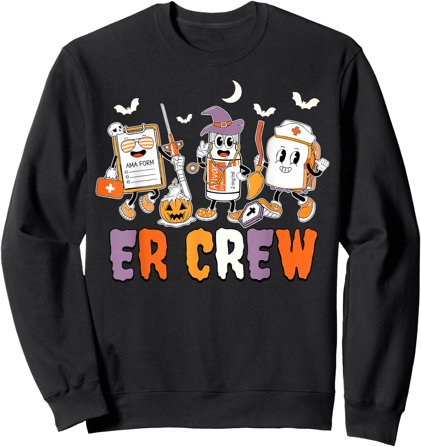 Retro ER Crew Emergency Room Emergency Department Halloween Sweatshirt - Sweatshirt | Black