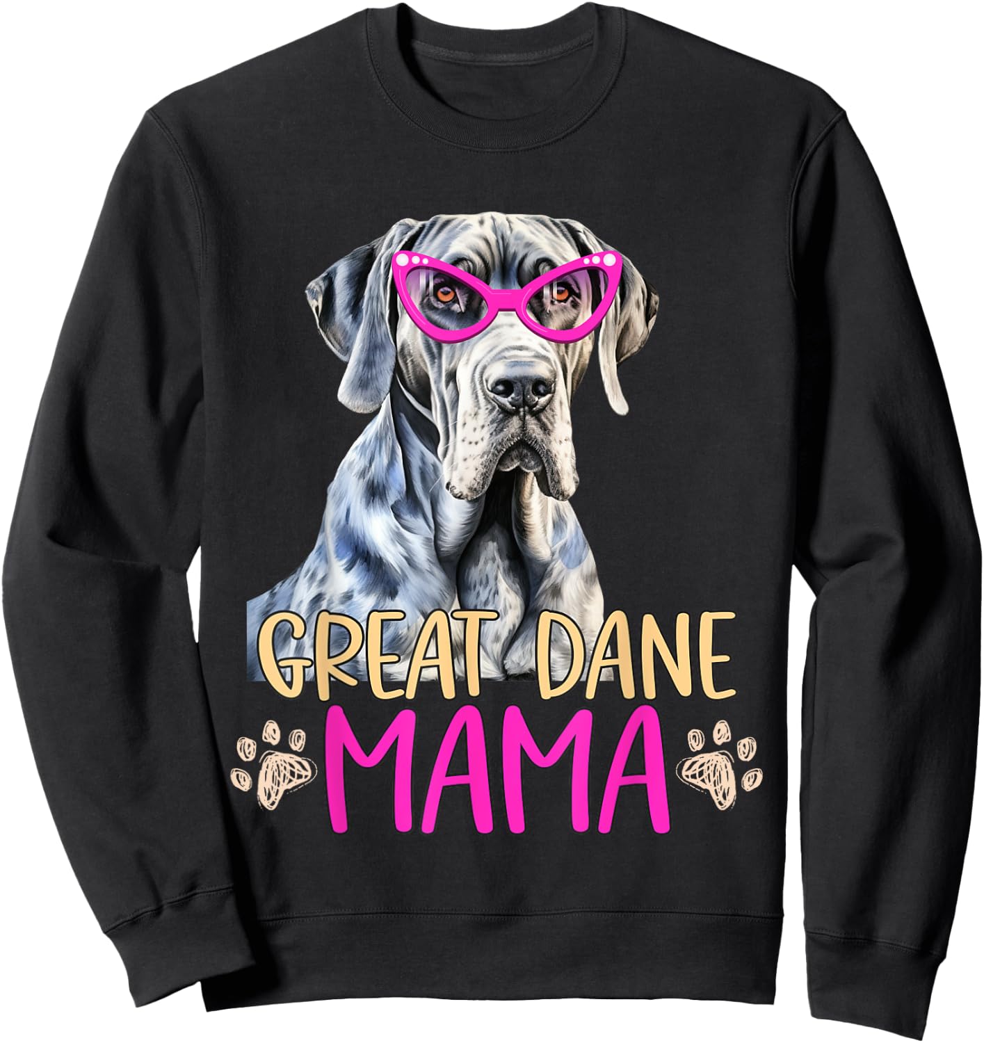 Great Dane Dog Breed Mama Cute Puppy Mother Sweatshirt - Sweatshirt | Black
