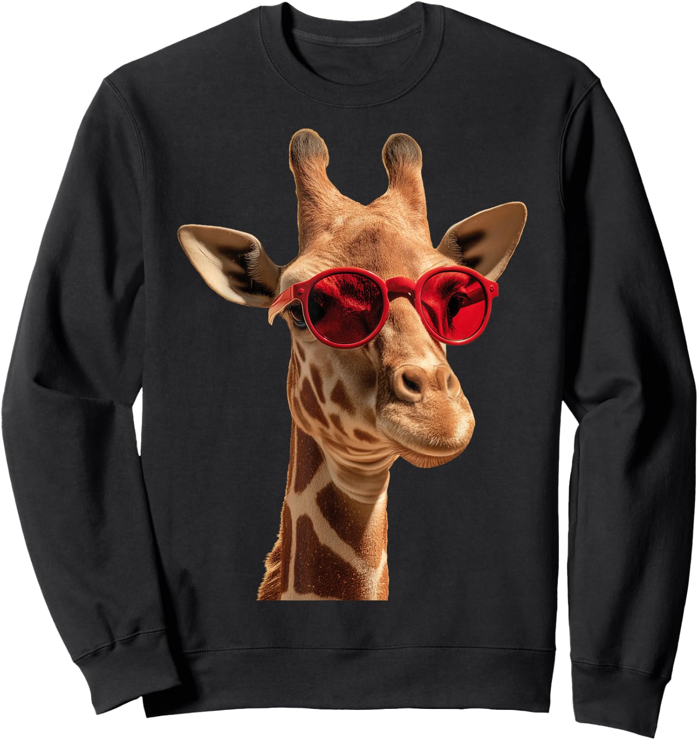 Giraffe Wearing Sunglasses Funny Graphic Sweatshirt - Sweatshirt | Black