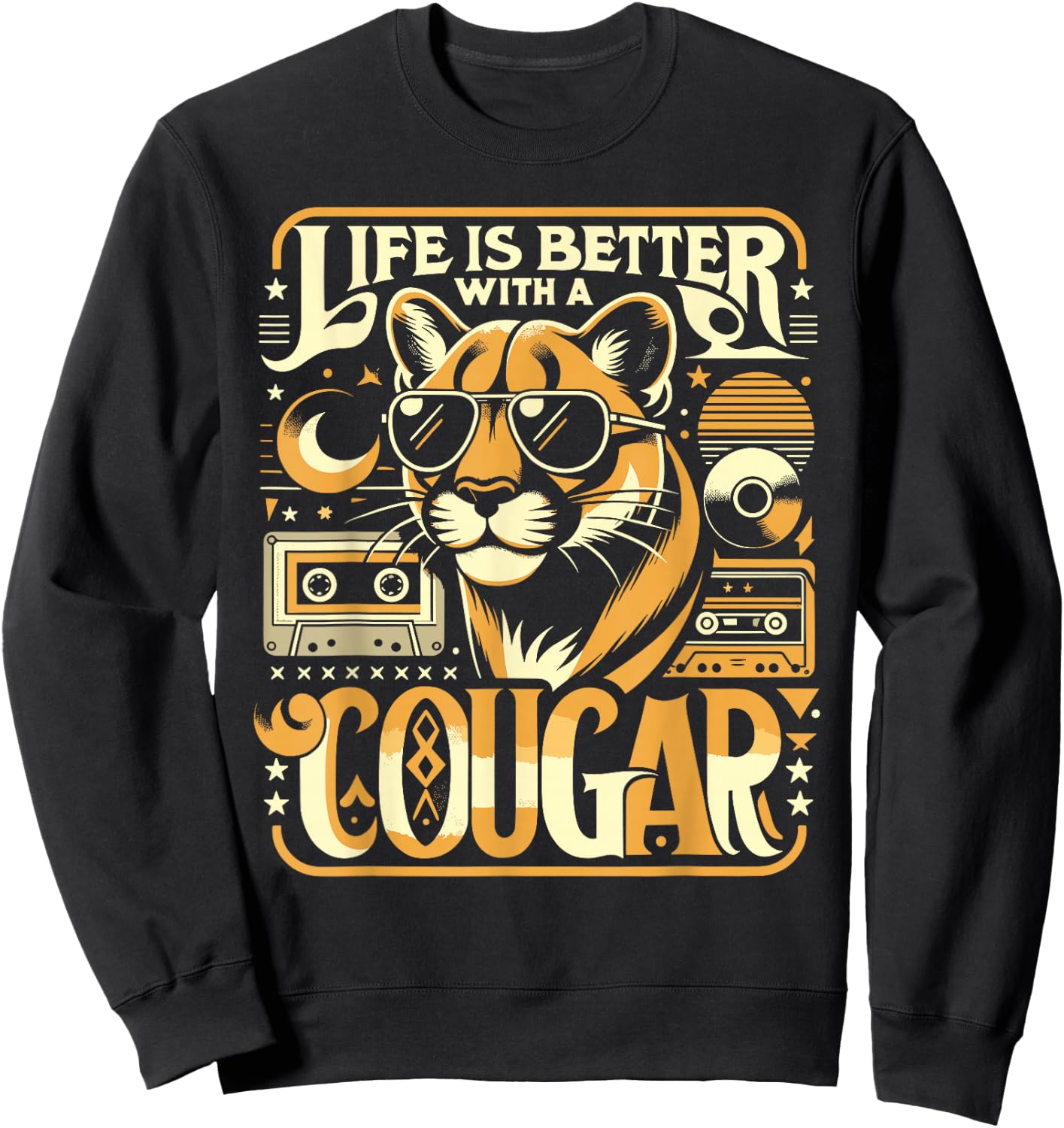 Life Is Better With A COUGAR Shirt Funny COUGARS Sweatshirt - Sweatshirt | Black