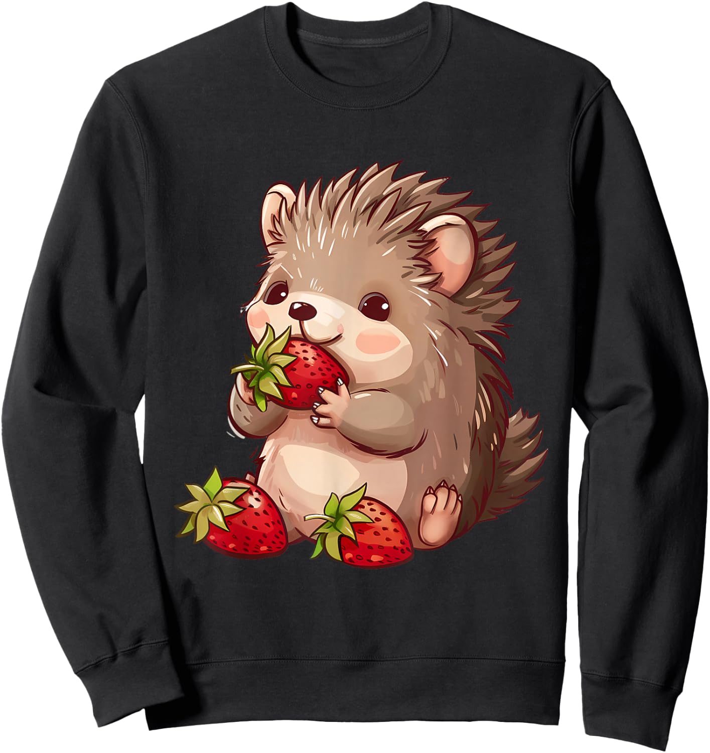 Strawberry Hedgehog Cute Hedgehog Strawberries Wildlife Sweatshirt - Sweatshirt | Black