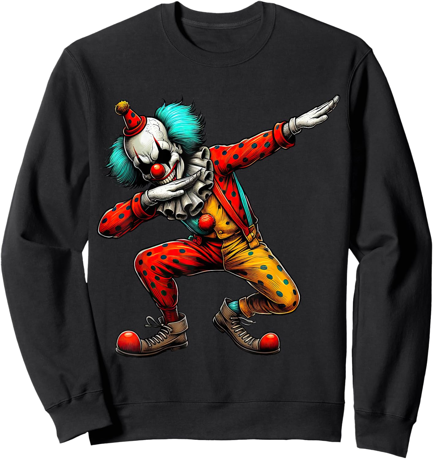 Dabbing Creepy Clown Scary Halloween Dab Dance Sweatshirt - Sweatshirt | Black