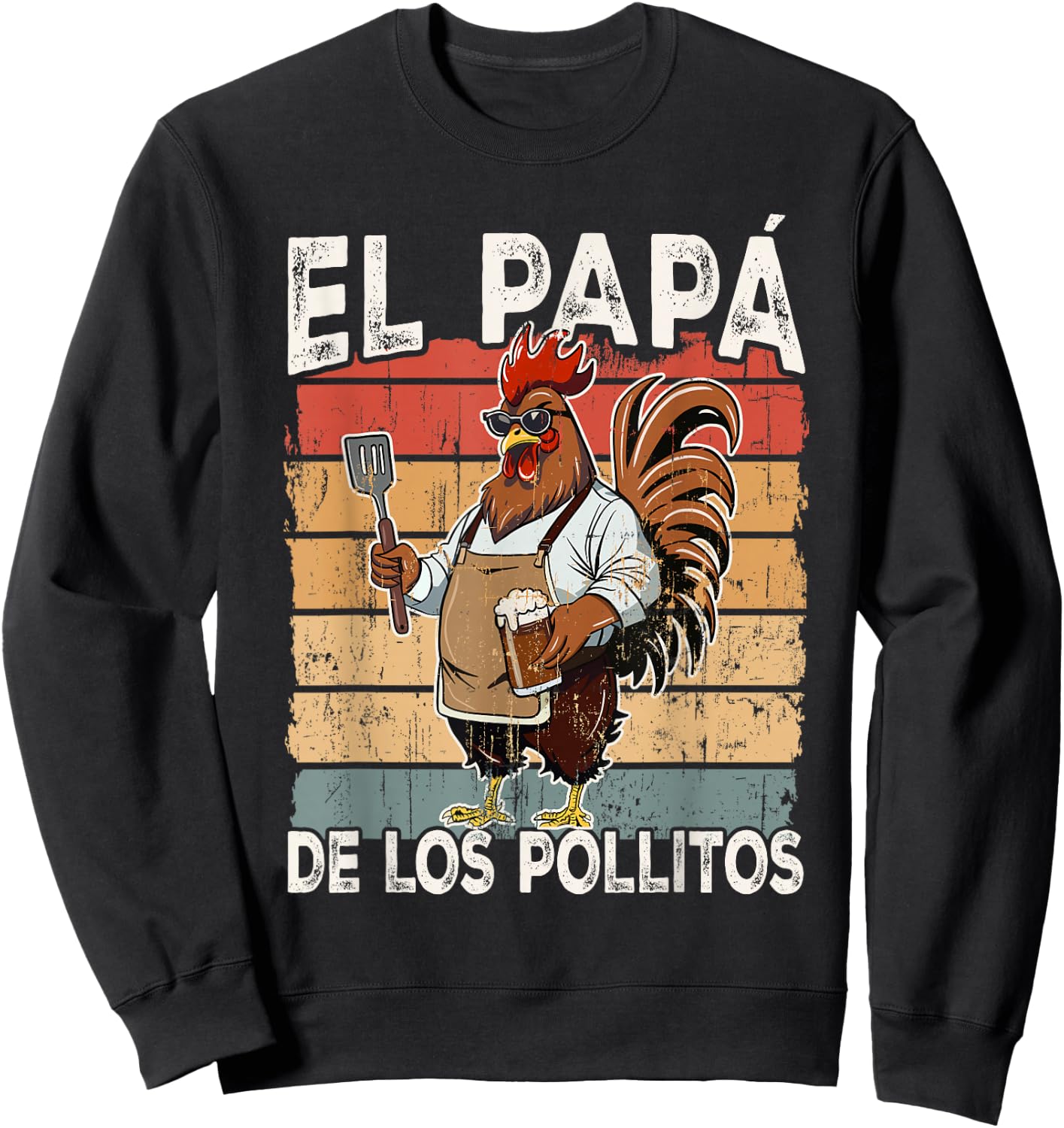 El Papa de lo pollitos funny Spanish Dia del Padre Sweatshirt - Sweatshirt | Black
