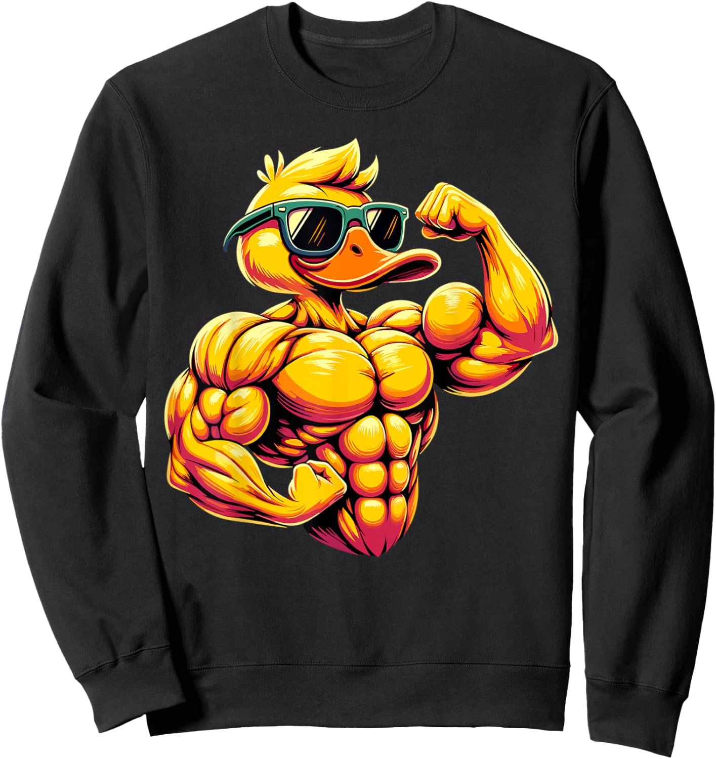 Muscular Duck Bodybuilder Rubber Duck Sweatshirt - Sweatshirt | Black