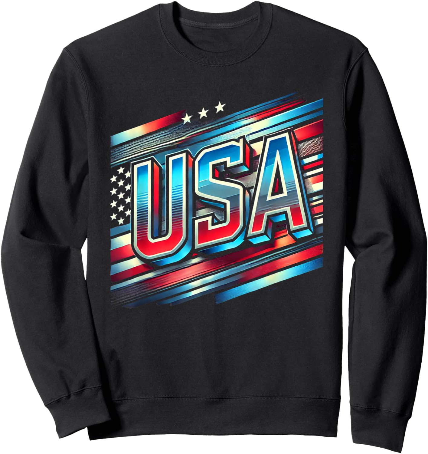 USA American Flag Patriotic Design Men Sweatshirt - Sweatshirt | Black