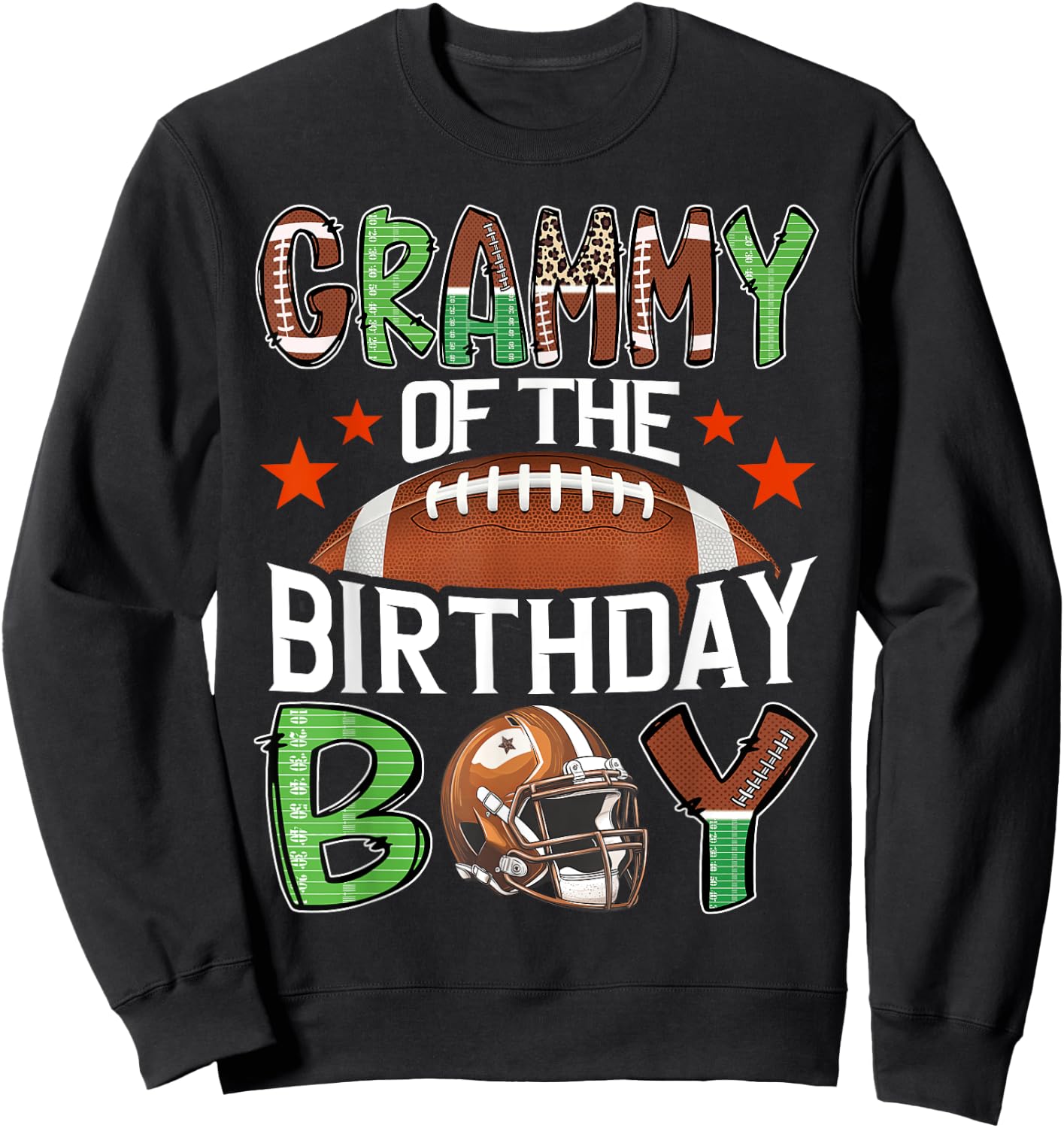 Grammy Of The Birthday Boy Game Day Football Sweatshirt - Sweatshirt | Black