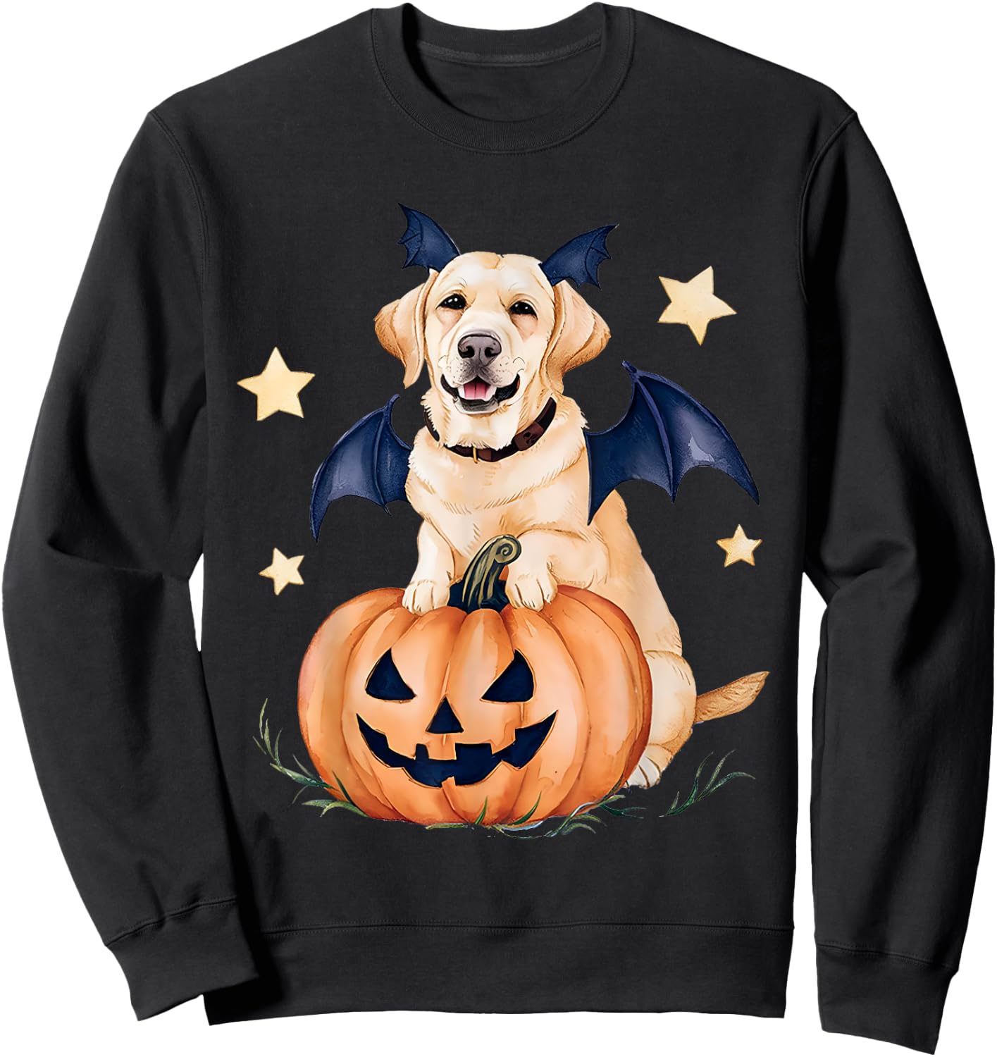 Labrador Pumpkin Witch Golden Labrador Halloween Ghost Dog Sweatshirt - Sweatshirt | Black
