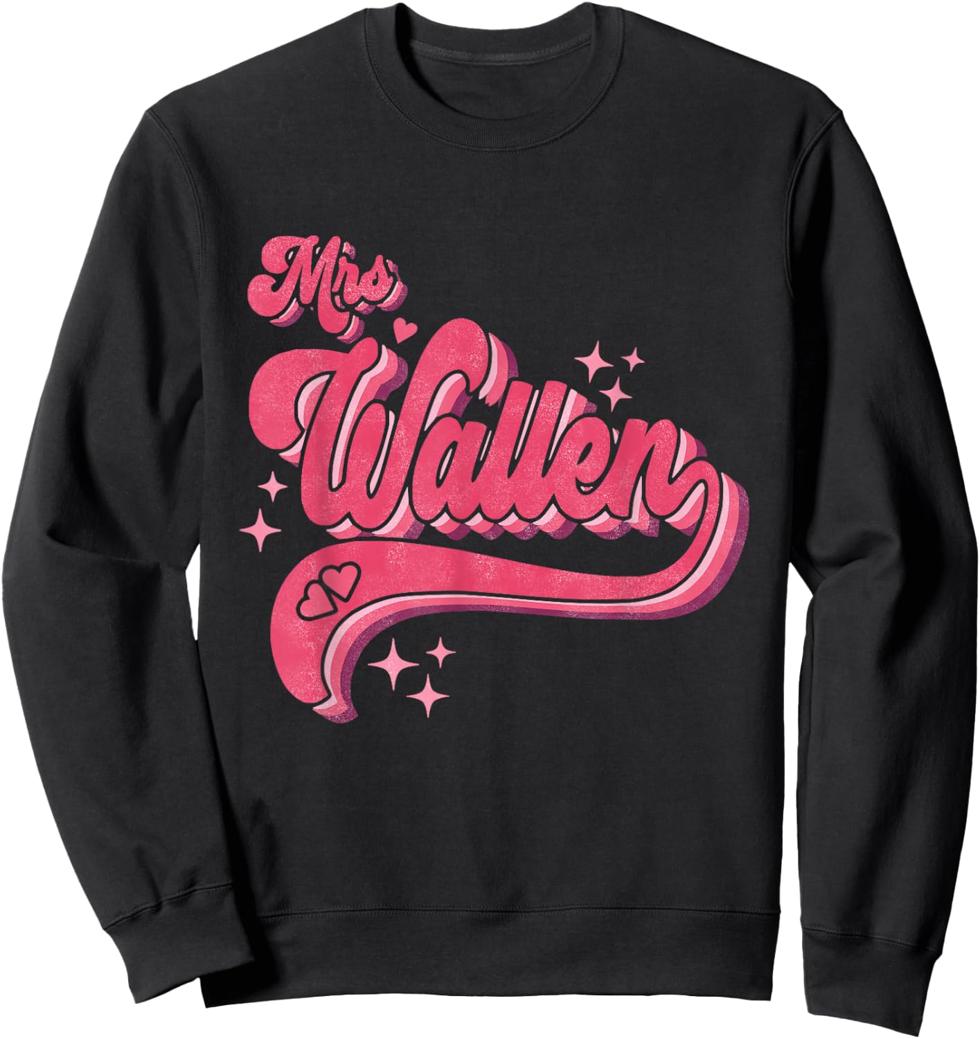 Cute Retro Pink Vintage Funny Name Future Mrs Wallen Sweatshirt - Sweatshirt | Black