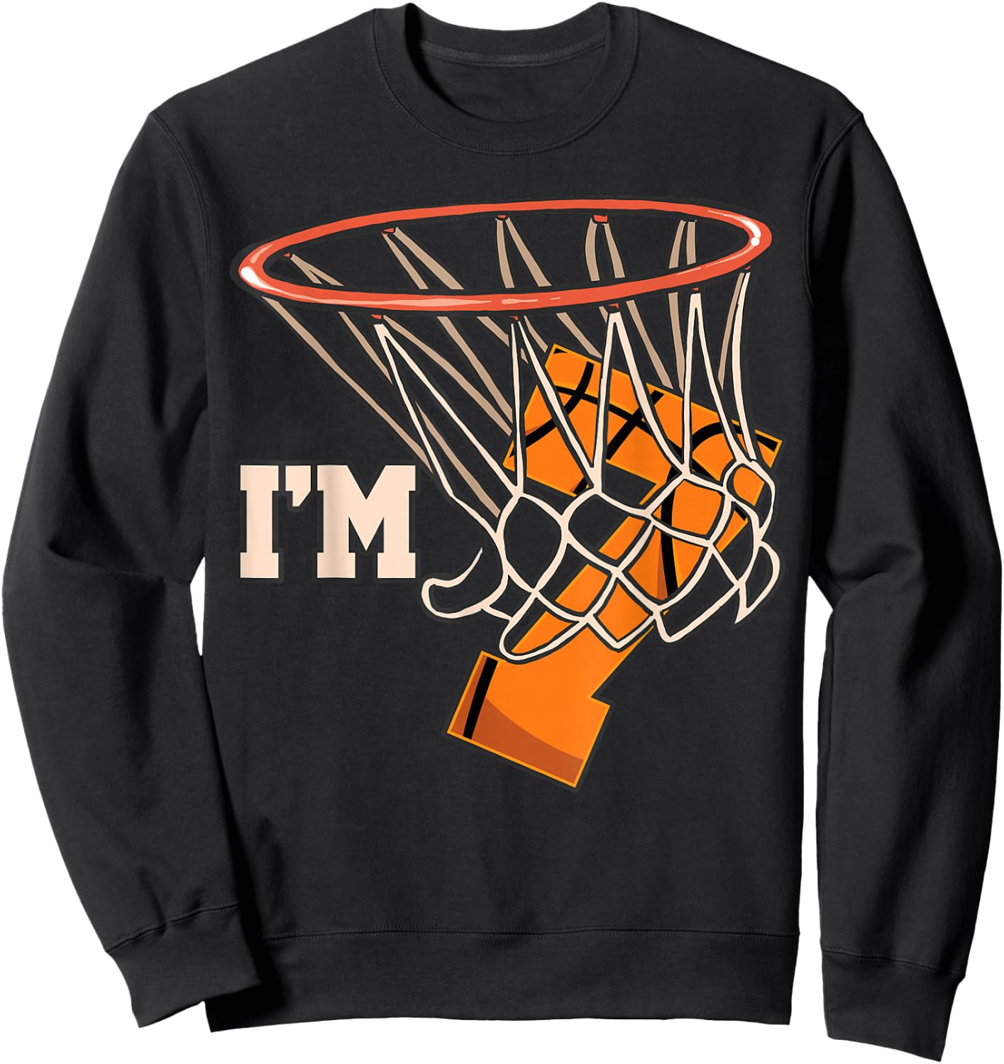 I'm 7 Basketball Theme Birthday Party Celebration 7th Sweatshirt - Sweatshirt | Black