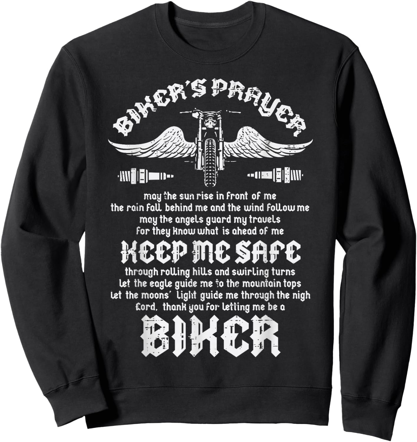 Bikers Prayer Vintage Motorcycle Motorbike Men Women Kids Sweatshirt - Sweatshirt | Black