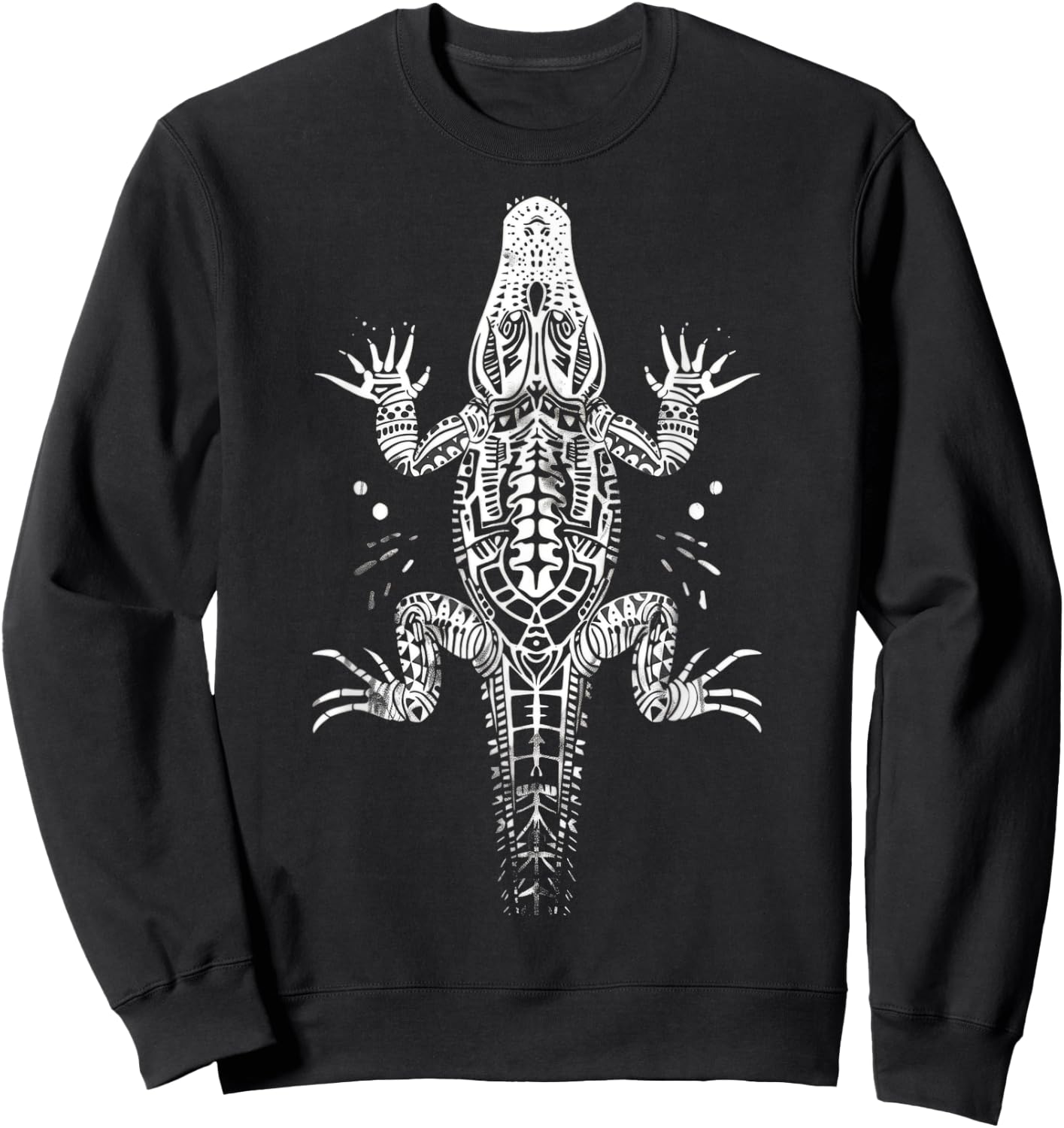 Alligator Tribal Vintage Retro Graphic Sweatshirt - Sweatshirt | Black