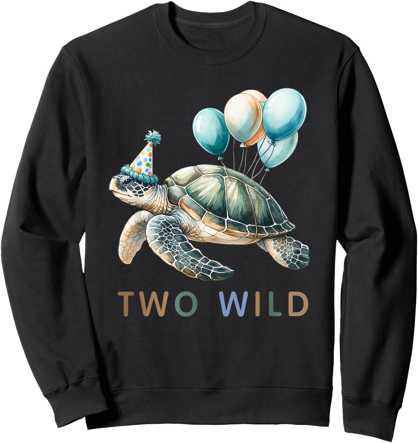 2nd Birthday 2 Years Old Two Wild Sea Turtle Animal Kids Sweatshirt - Sweatshirt | Black
