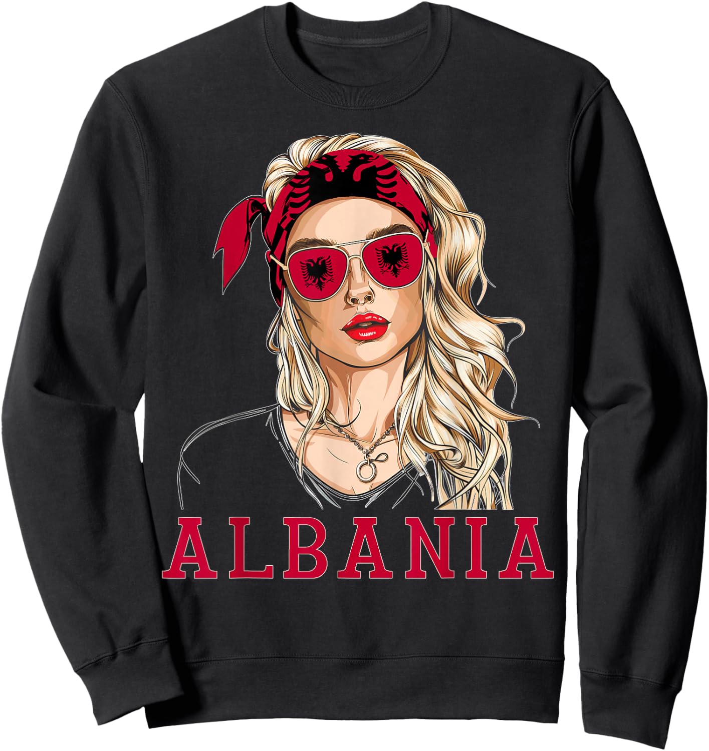 Albanian Flag Outfit for Woman Products Uniform Albania Sweatshirt - Sweatshirt | Black