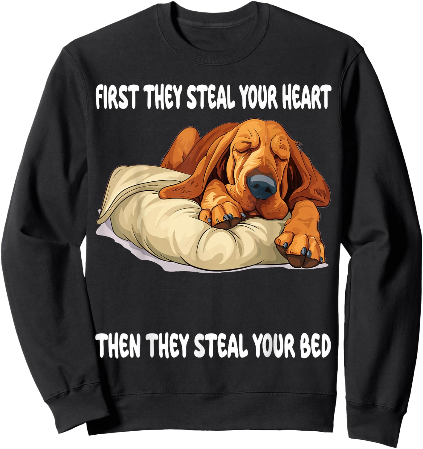 Bloodhound Sleeping Pajamas Nightgown Sweatshirt - Sweatshirt | Black