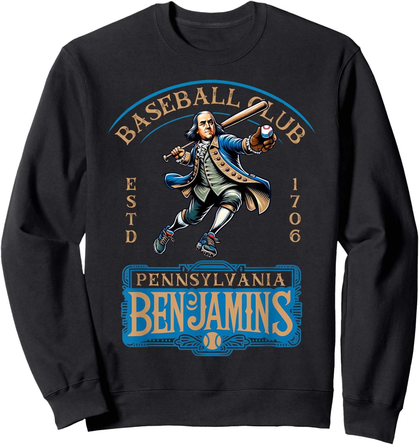 Pennslyvania Benjamins Retro Minor League Baseball Team Sweatshirt - Sweatshirt | Black