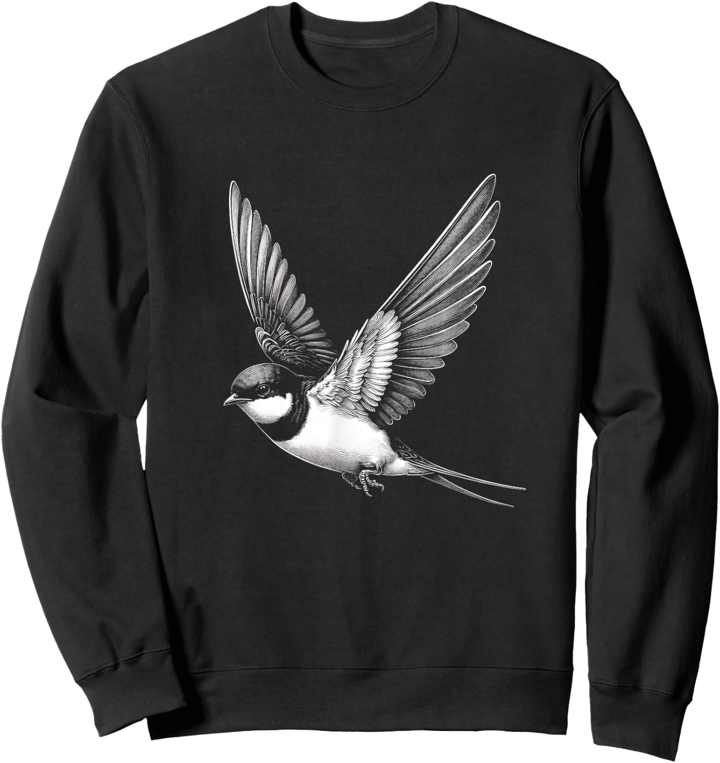 Swallow Graphic Art Bird Design Sweatshirt - Sweatshirt | Black