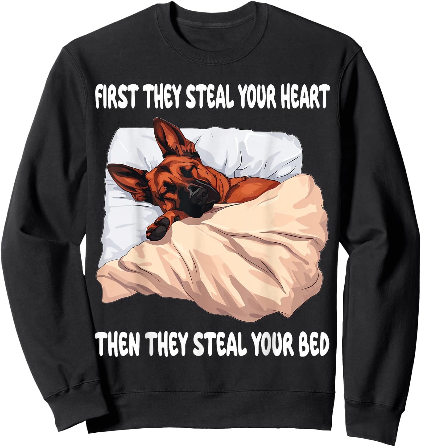 Belgian Malinois Sleeping Pajamas Nightgown Sweatshirt - Sweatshirt | Black