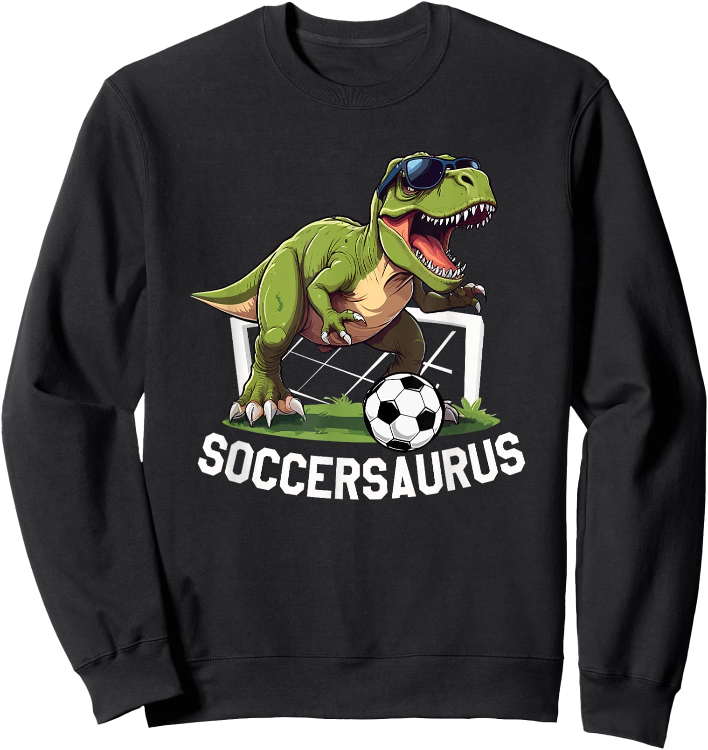T-Rex Playing Soccer Football Dinosaur Soccer Player Sweatshirt - Sweatshirt | Black
