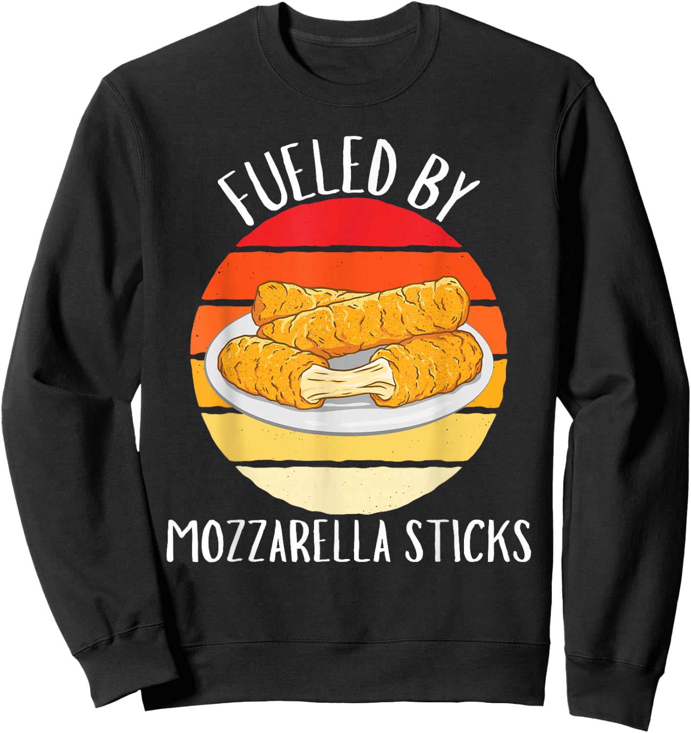 Vintage Fueled By Mozzarella Sticks Food Lover Sweatshirt - Sweatshirt | Black