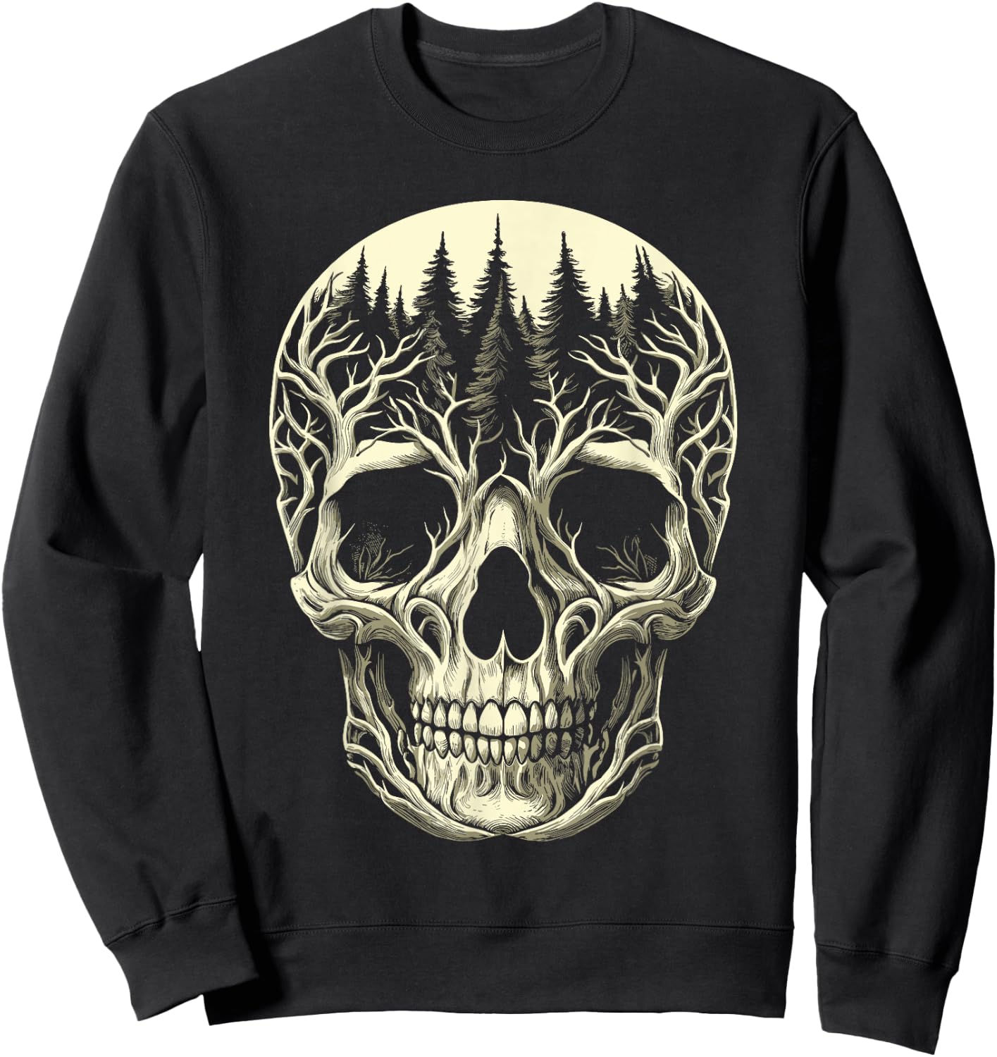 creepy Skull Forest skeleton Horror Sweatshirt - Sweatshirt | Black