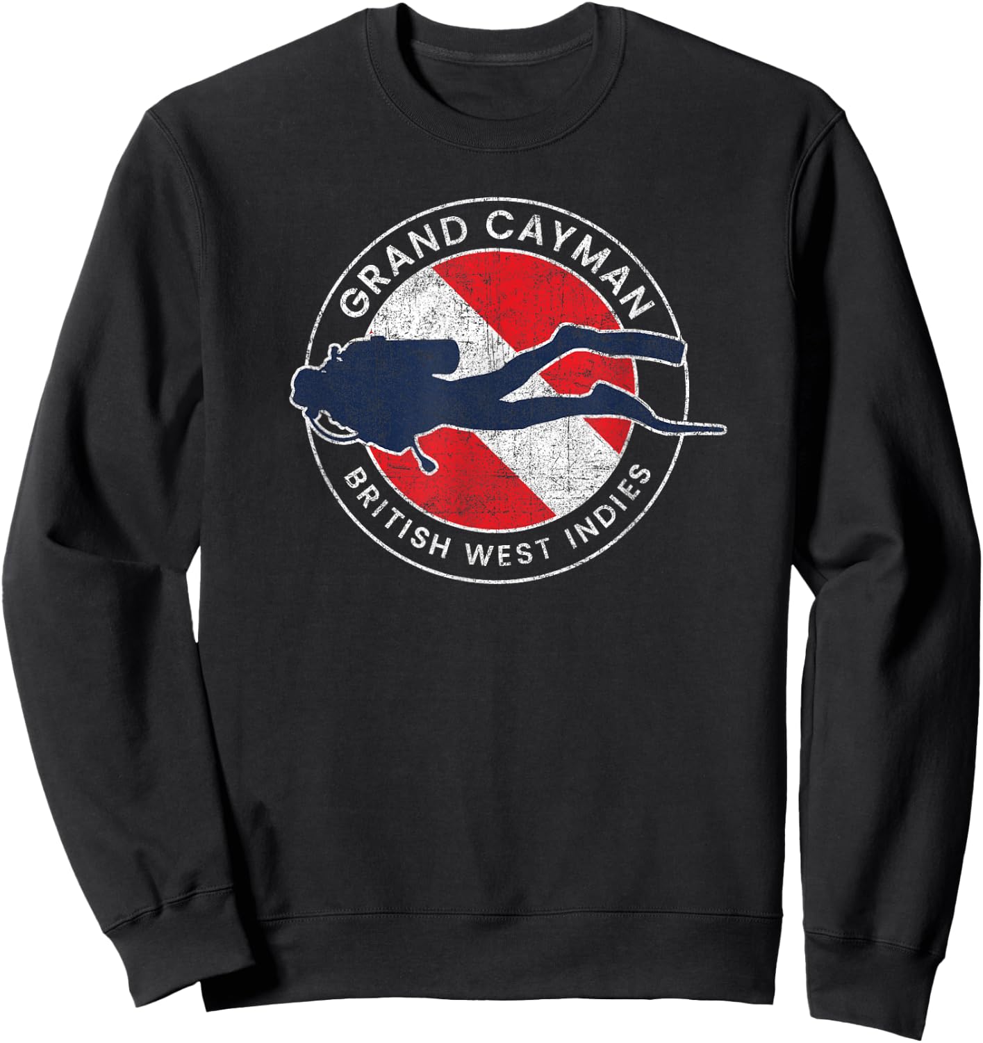 Vintage Grand Cayman Islands Scuba Dive Flag Diving Souvenir Sweatshirt - Sweatshirt | Black