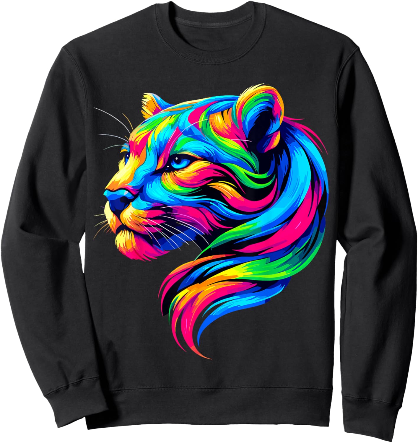 Puma Colorful Multicolor Tiger Print Classic Fit Short Sleeve - Small - Adult - All Seasons Sweatshirt - Sweatshirt | Black