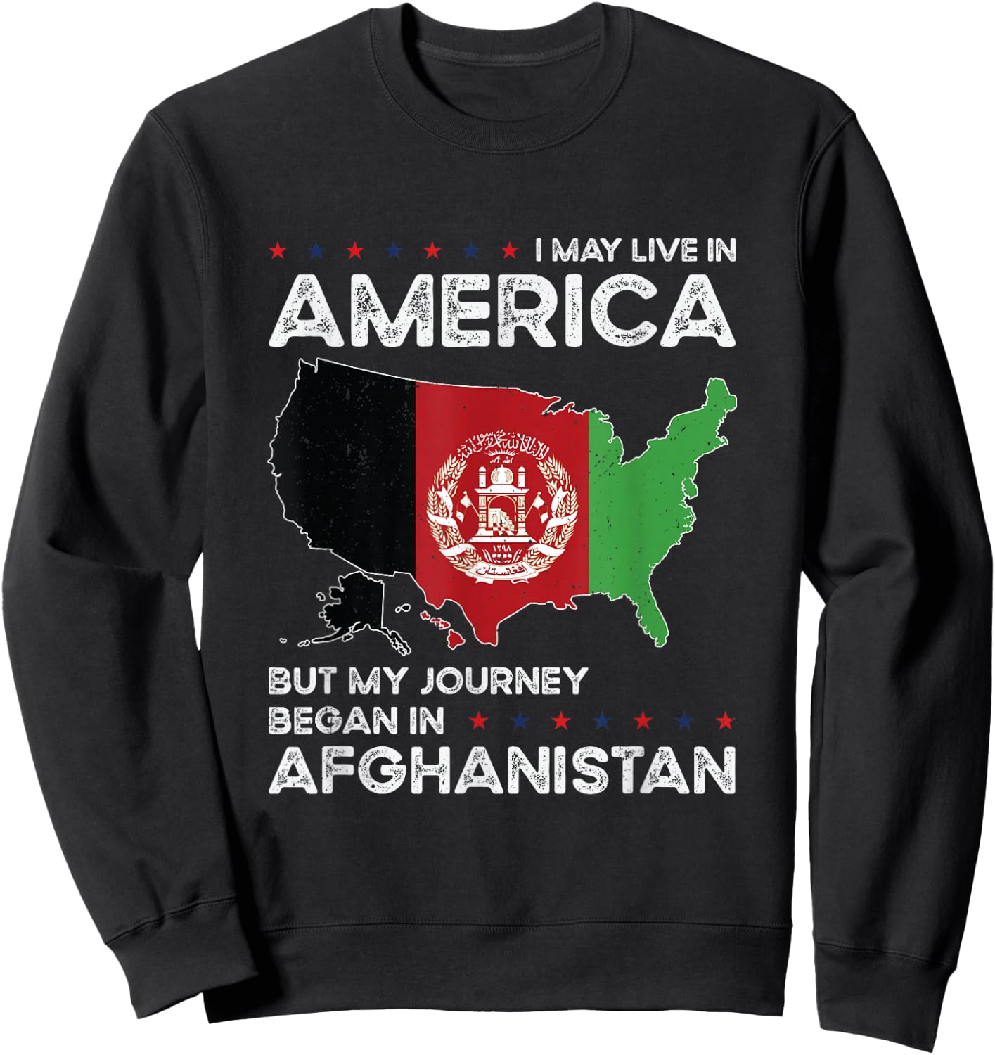Afghan American Patriot USA Grown Afghanistan US Flag Sweatshirt - Sweatshirt | Black