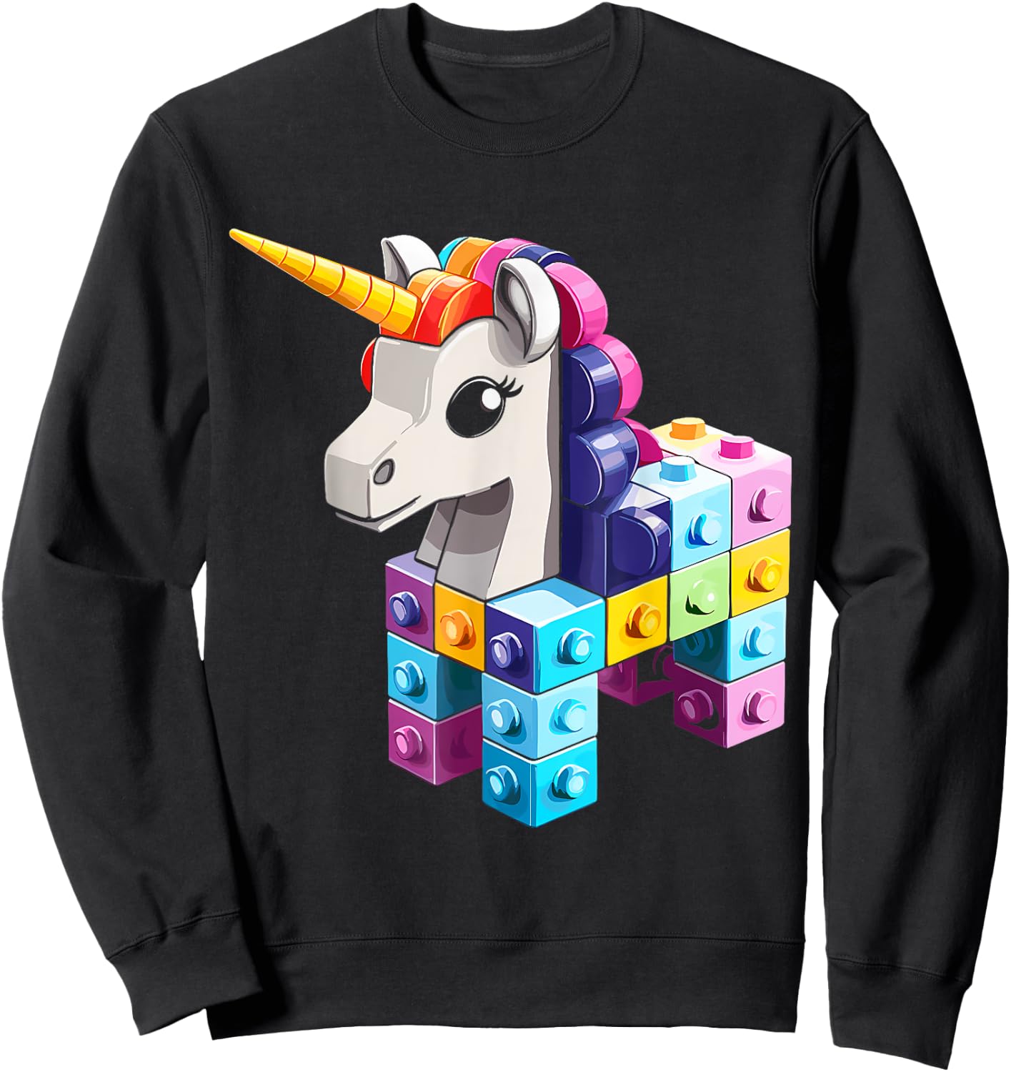 Master Builder Bricks Blocks Play Toys Unicorn Youth Kids Sweatshirt - Sweatshirt | Black