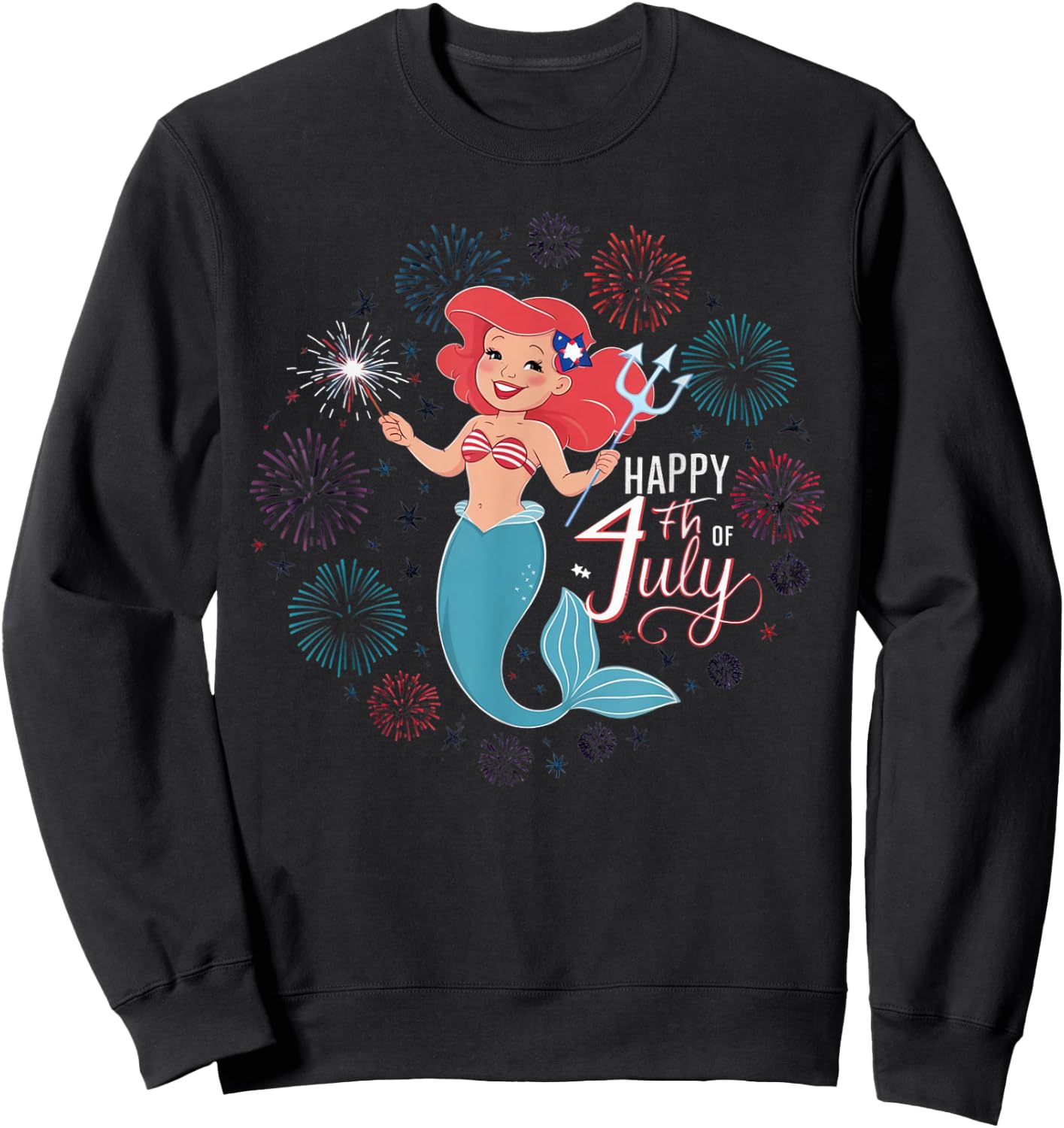 Patriotic Happy 4th of July Mermaid Cute Kids Men Sweatshirt - Sweatshirt | Black