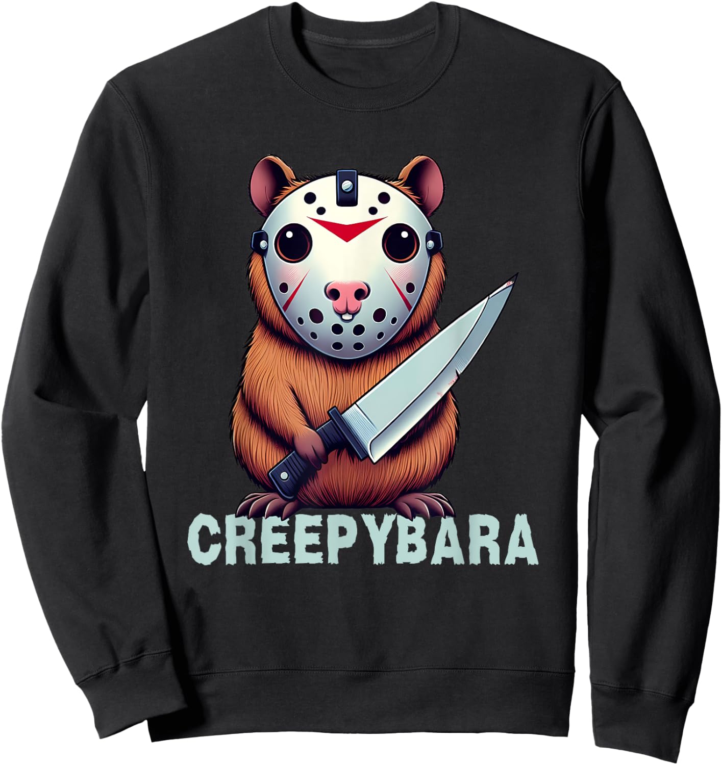 Creepybara Horror Capybara – Funny Halloween Scary Animal Sweatshirt - Sweatshirt | Black