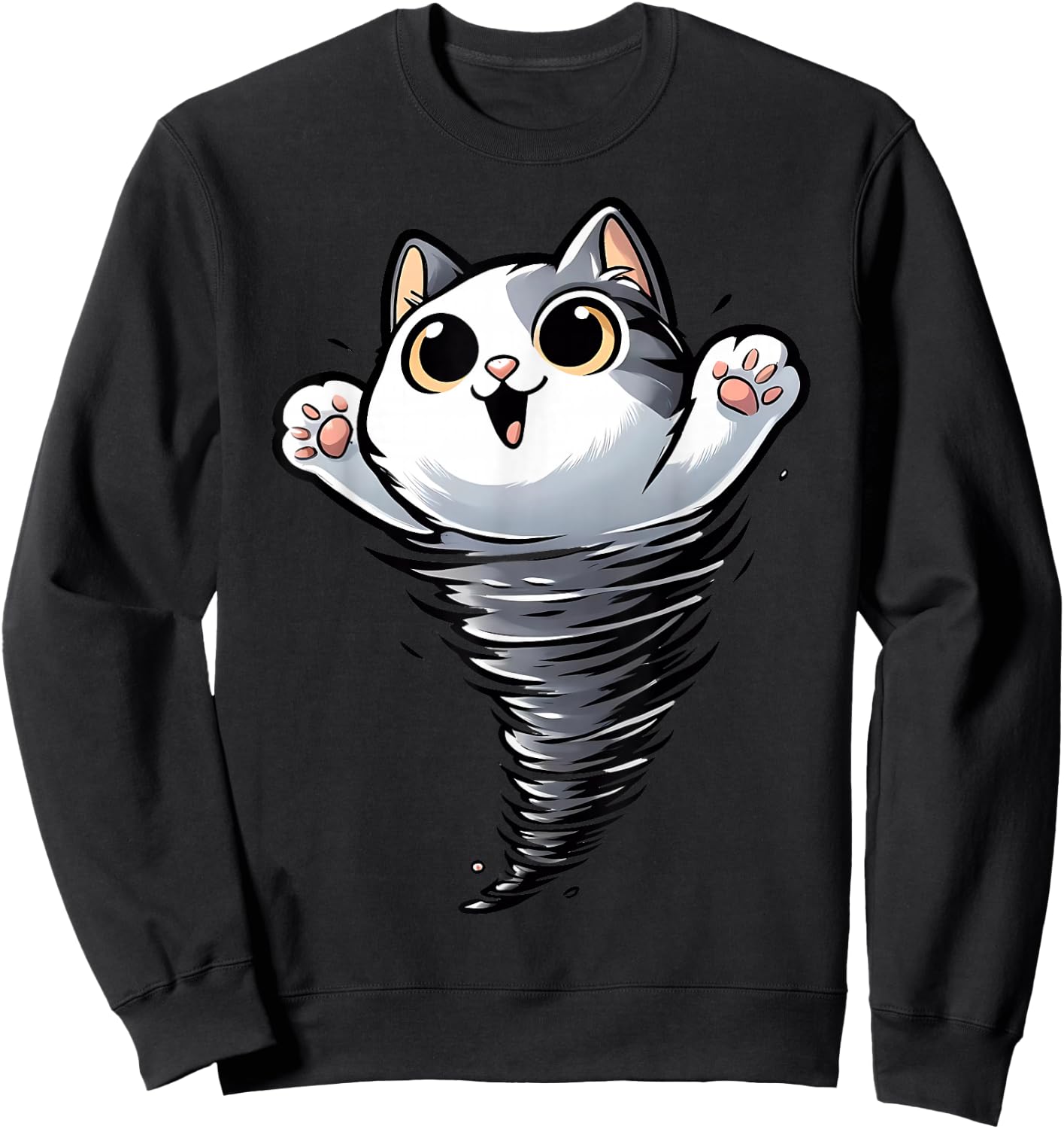 Funny Cat Tornado Storm Chasers Meteorologist Animal Lover Sweatshirt - Sweatshirt | Black