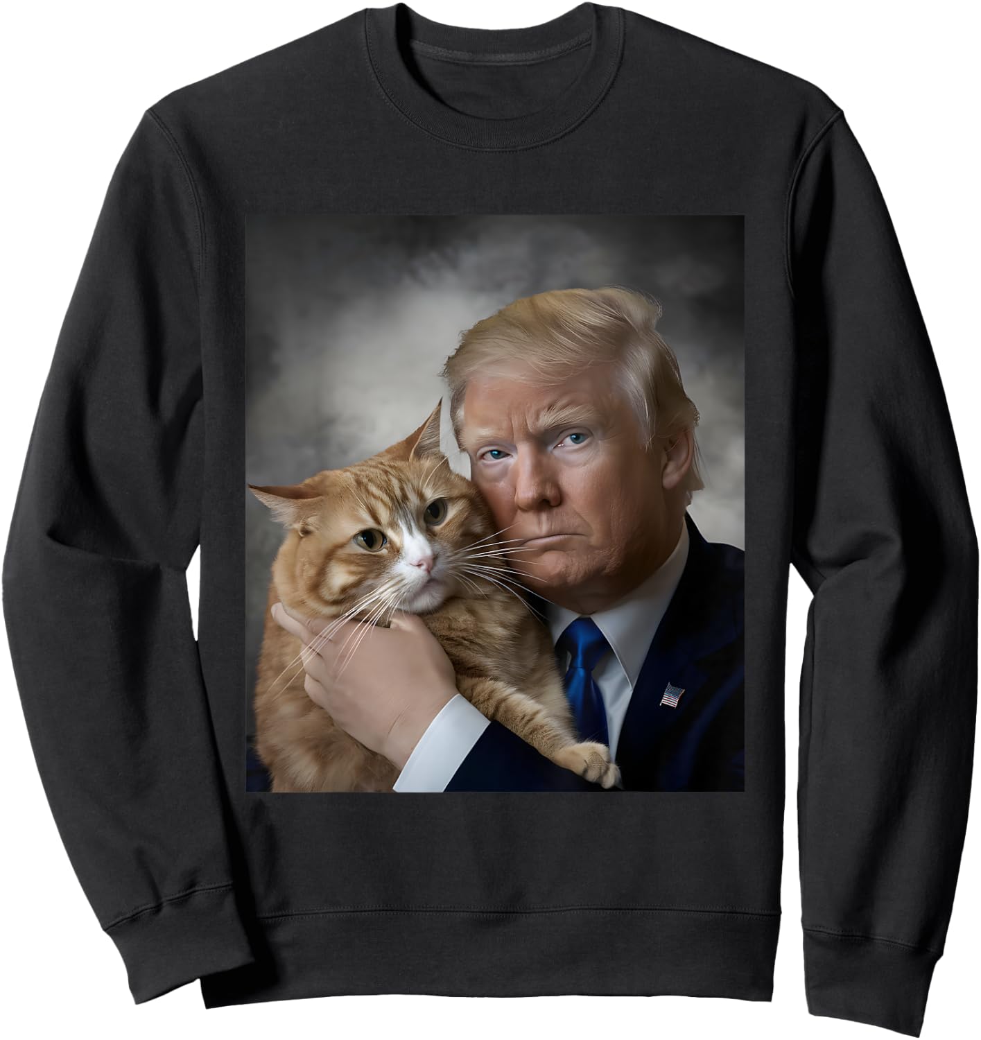 Donald Trump and Cat Funny Trump And Cat, Political 2024 Sweatshirt - Sweatshirt | Black