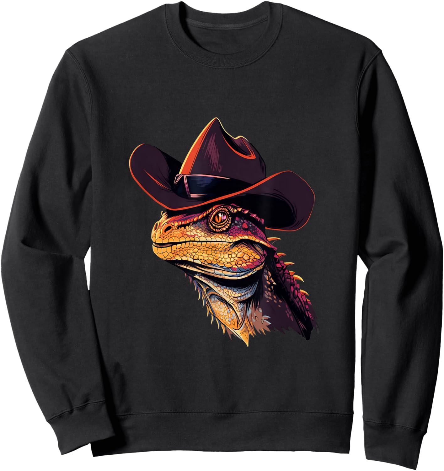 Bearded Dragon Cowboy Hat Reptile Lizard Western Sweatshirt - Sweatshirt | Black