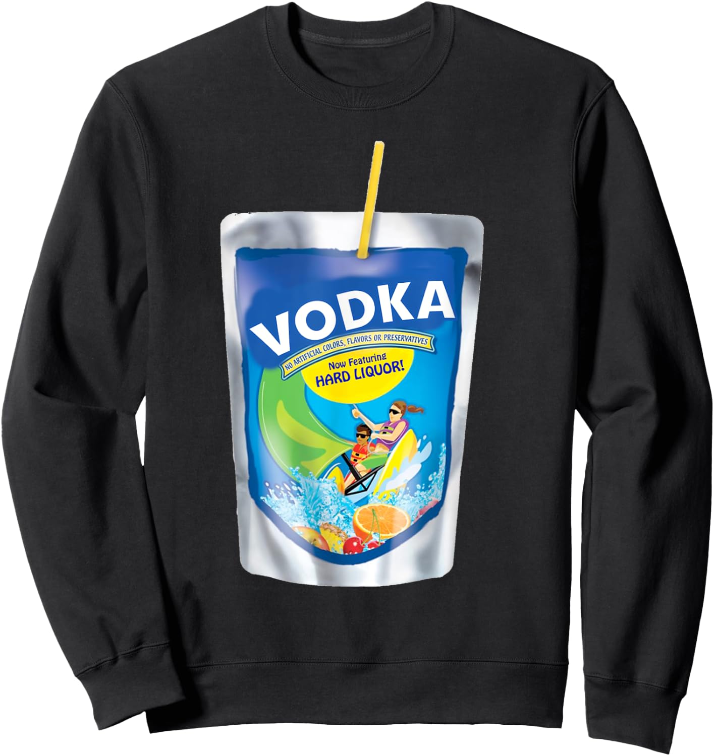 Funny Vodka Adult Juice Box Pack Party Sweatshirt - Sweatshirt | Black